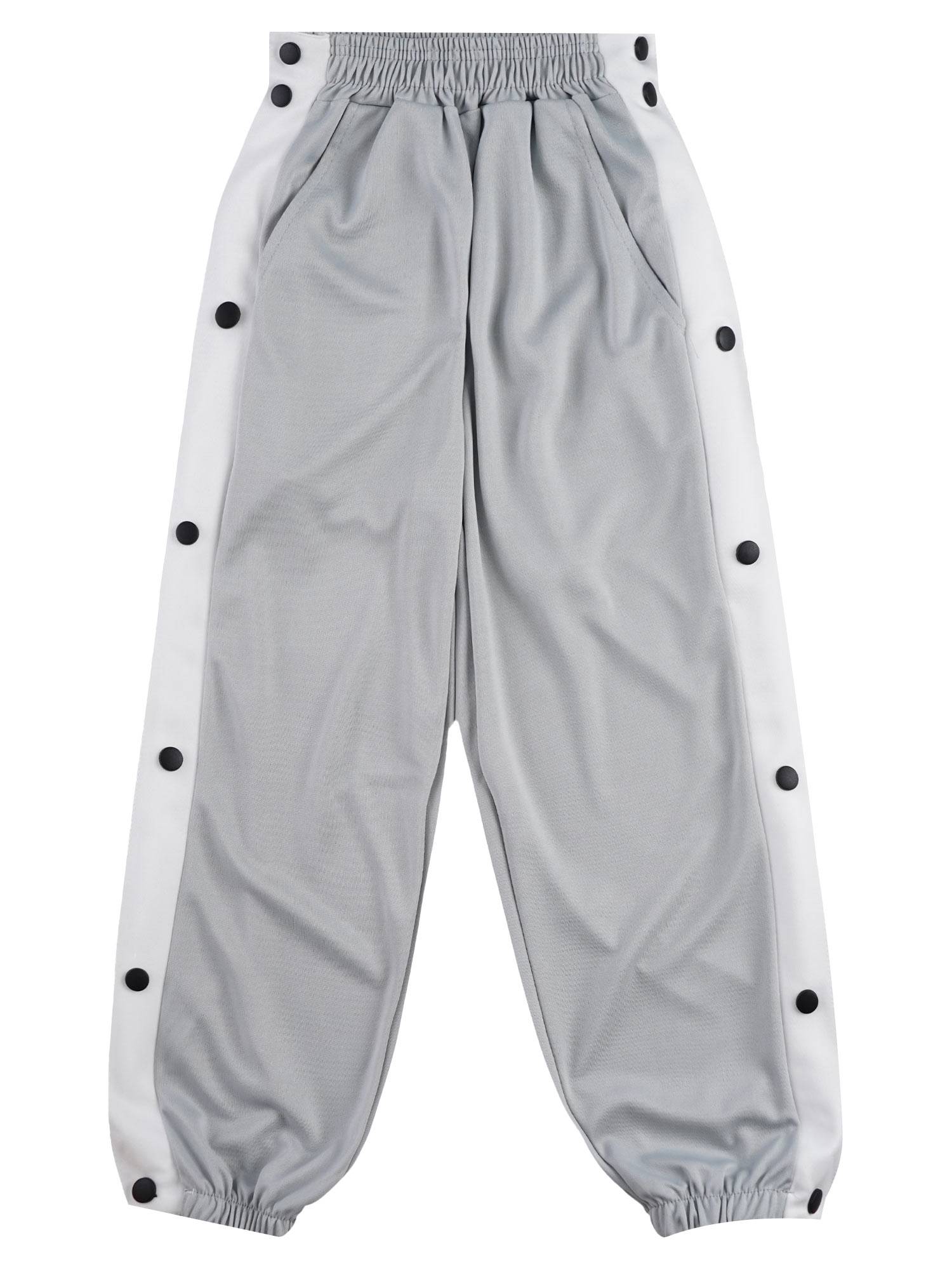 Kids Boys Side Buttons Sports Cuffed Sweatpants
