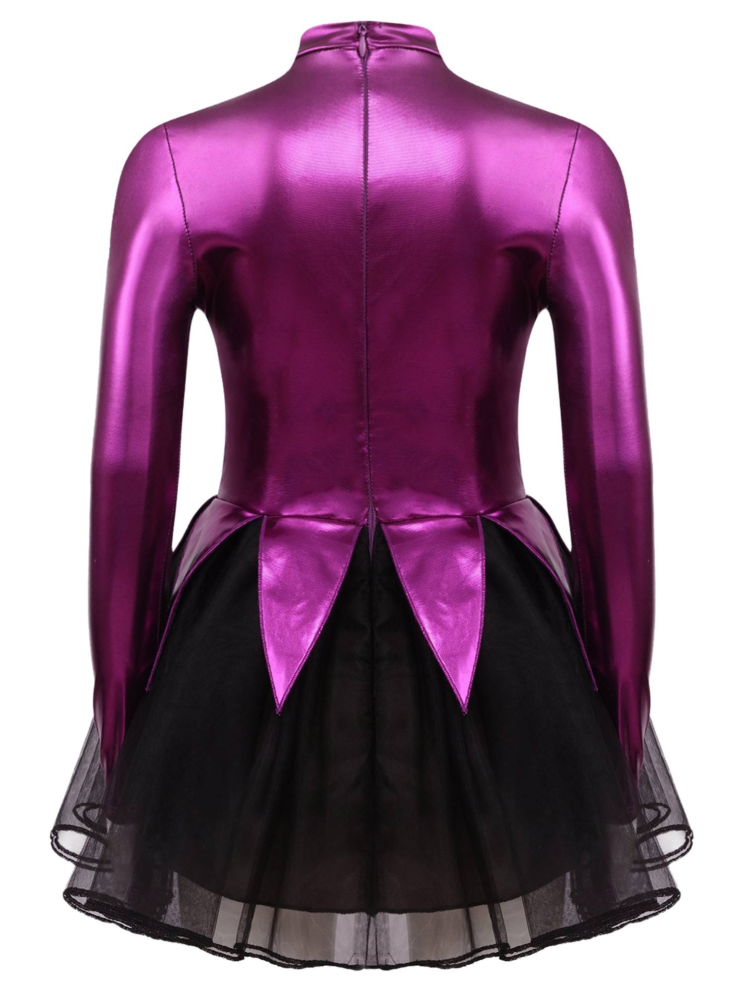 Kids Girls Halloween Movie Character Costume Long Sleeve Metallic Tutu Dress