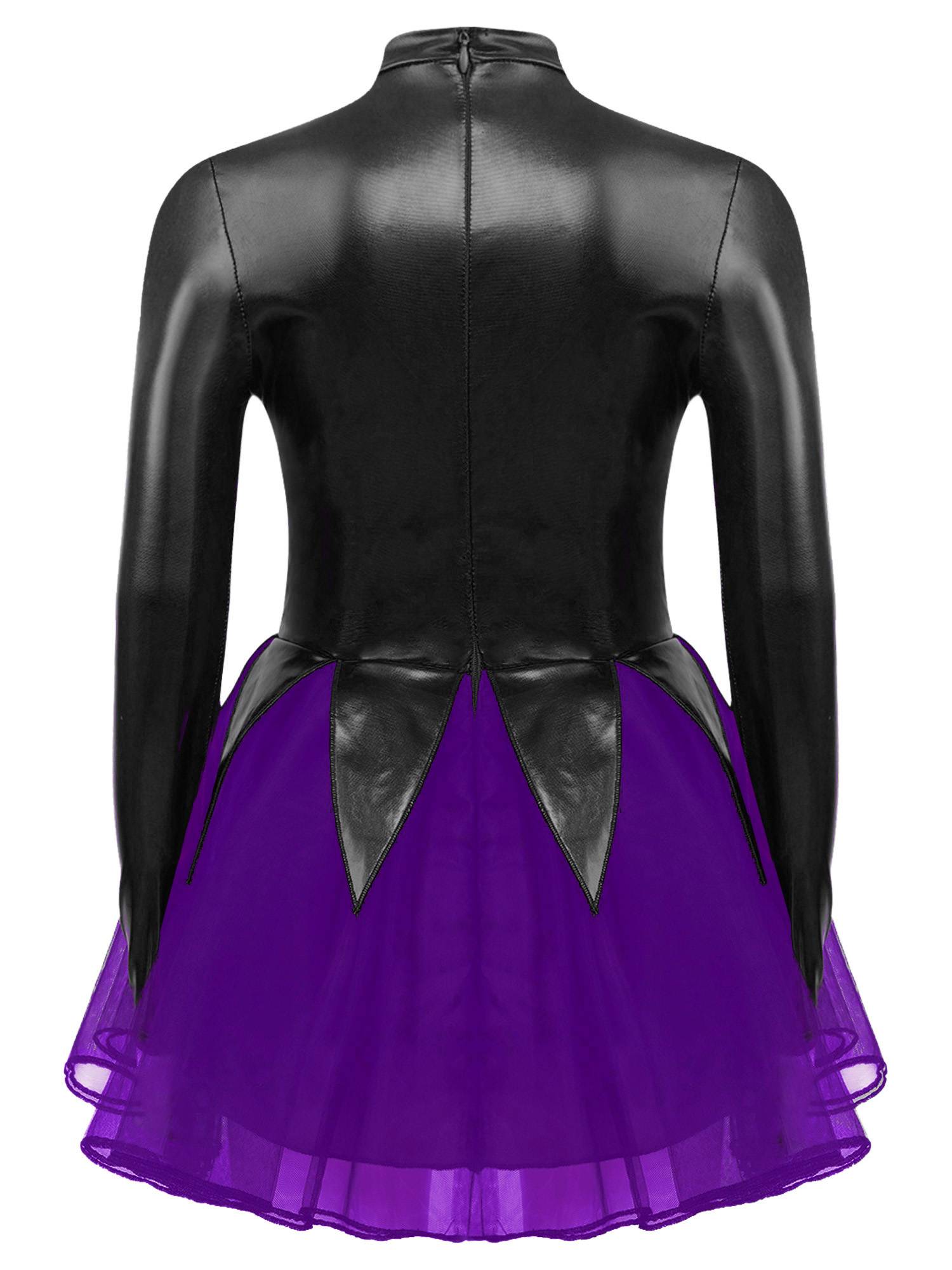 Kids Girls Halloween Movie Character Costume Long Sleeve Metallic Tutu Dress