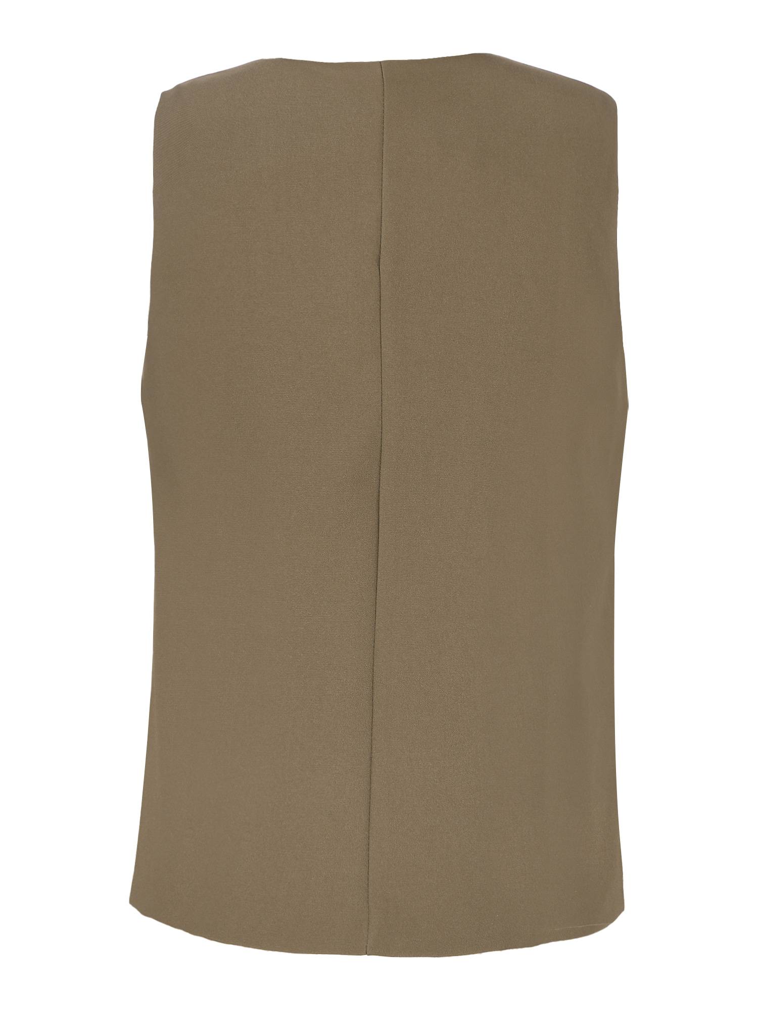 Women V Neck Button-up Solid Color Office Work Vest