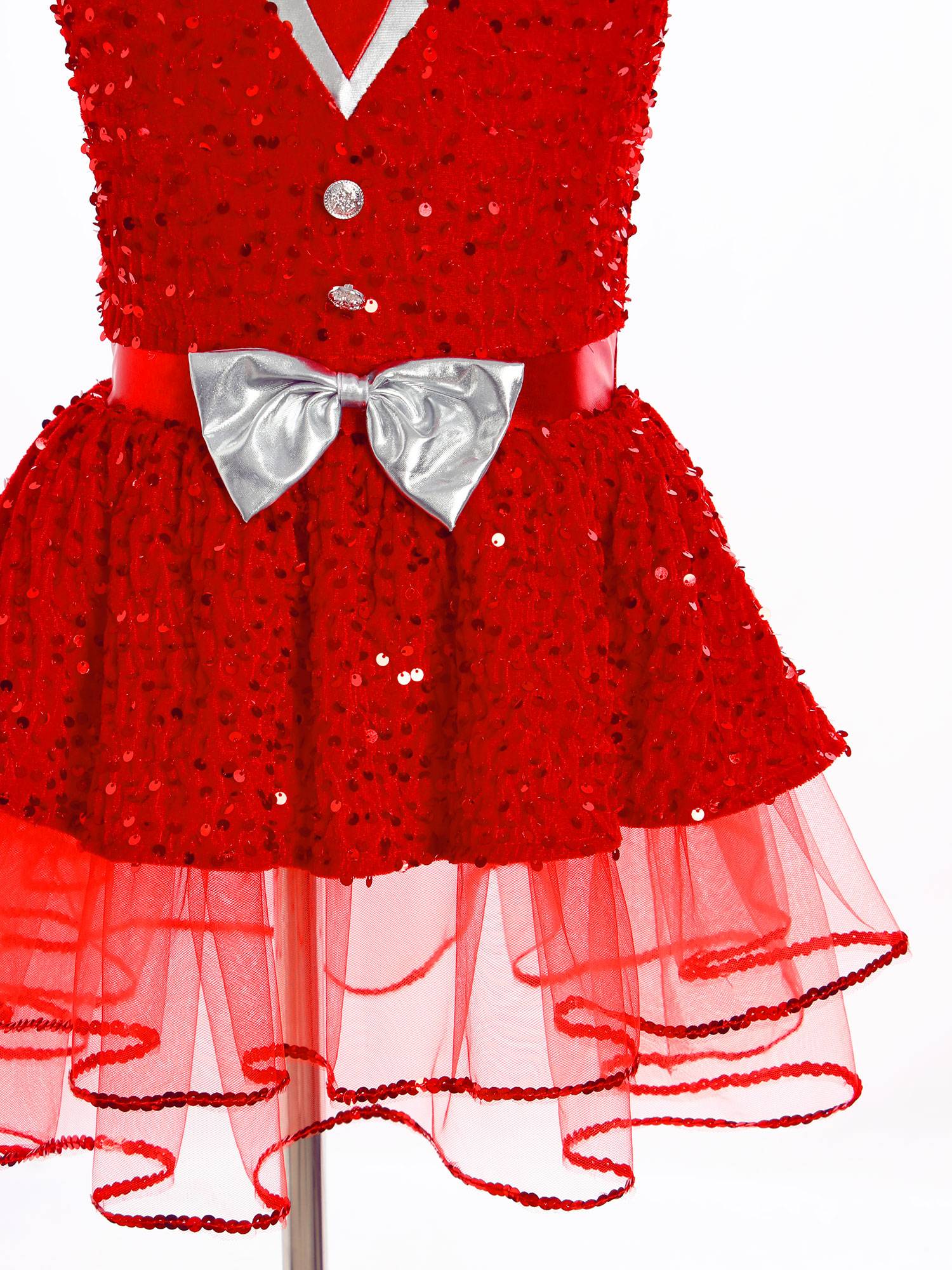 Kids Girls Sleeveless Backless Sequins Tutu Dress for Party