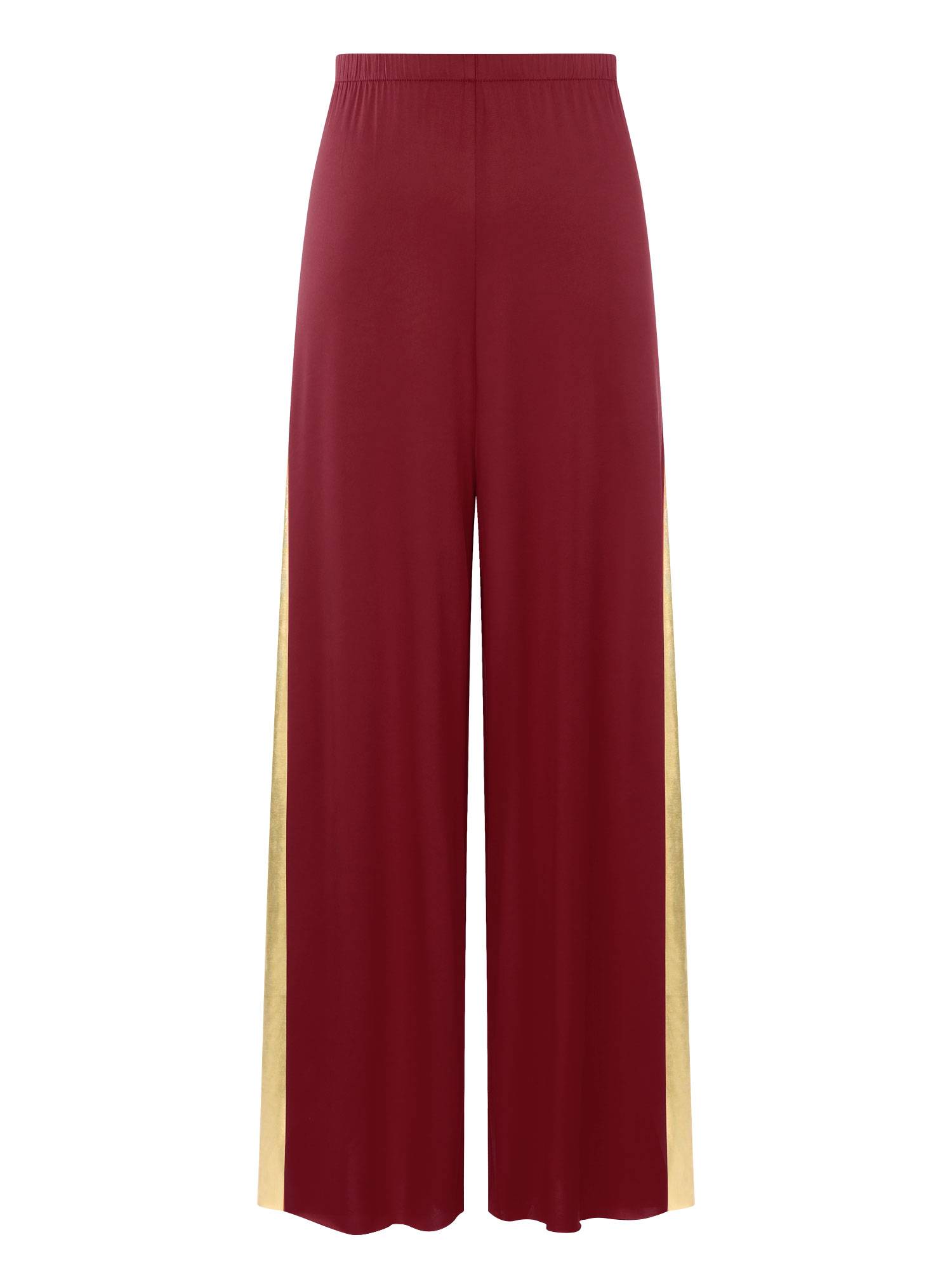 Women 2pcs One Shoulder Asymmetrical Dress and Wide-Leg Pants Dance Set