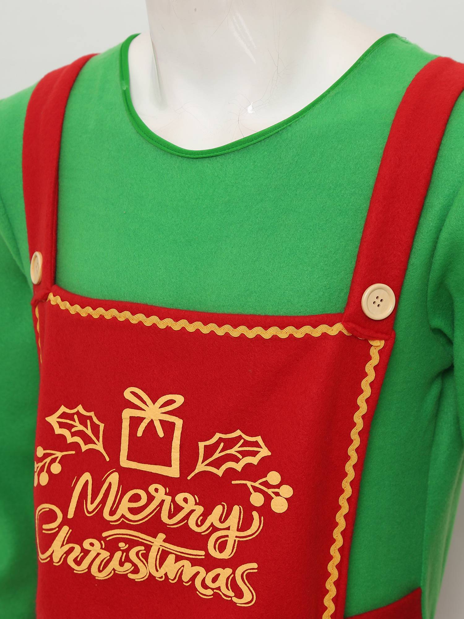 Men Long Sleeve Rompers with Hat Shoes and Stockings Christmas Elf Costume Set