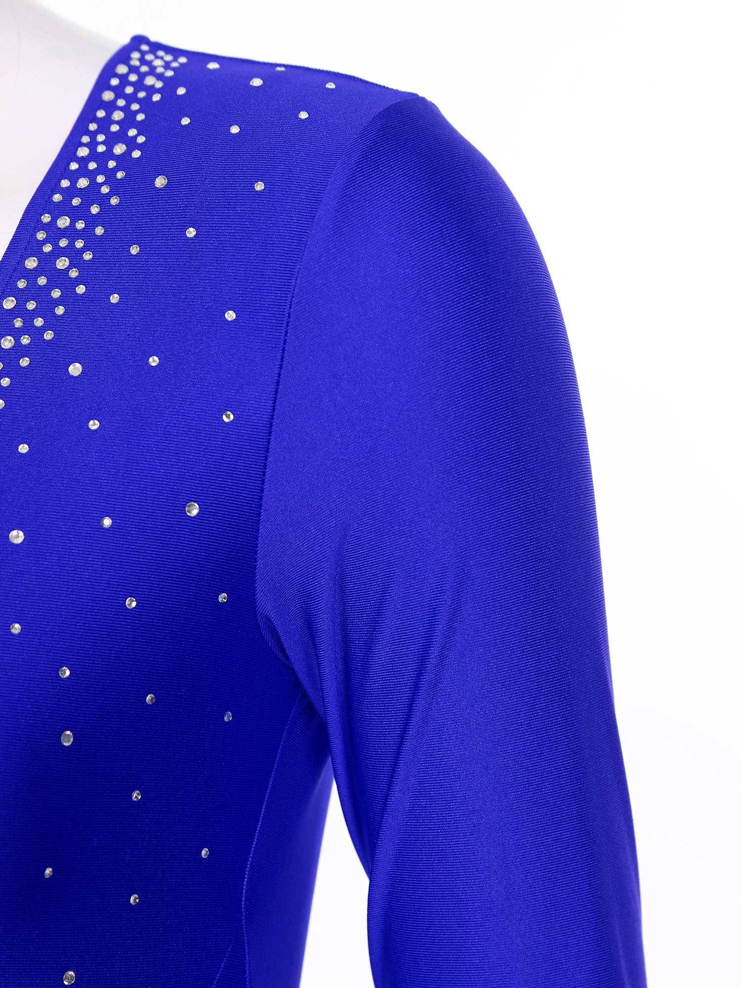 Women V-Neck Long Sleeve Backless Tassels Latin Dance Leotard