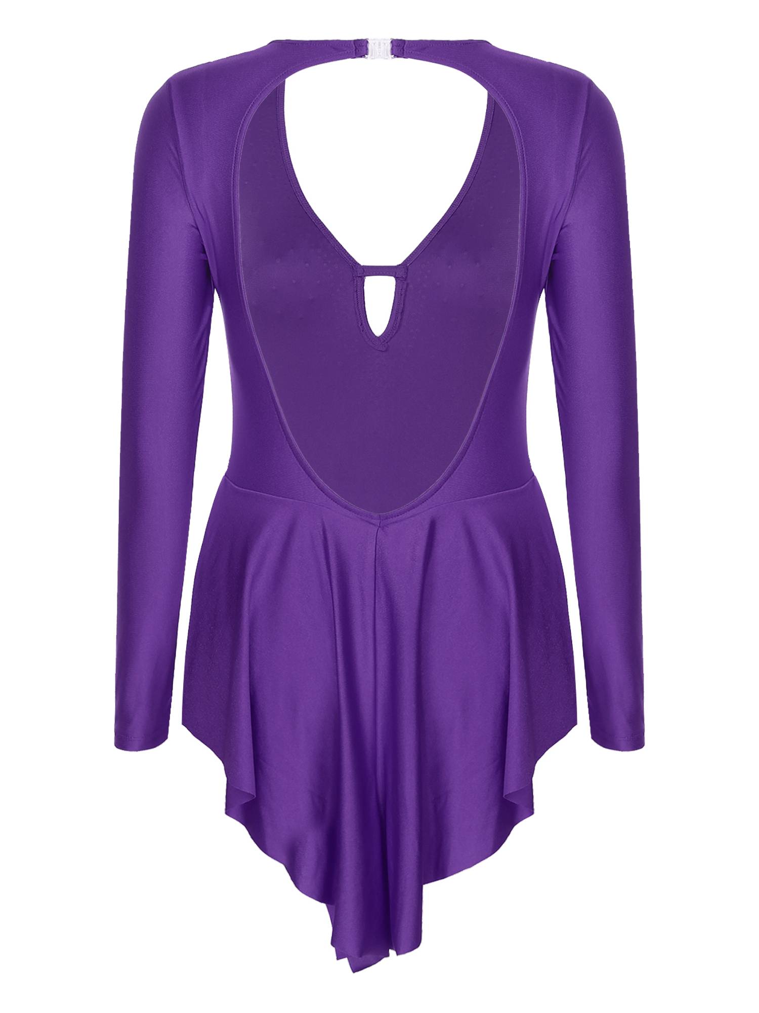 Women V-Neck Long Sleeve Backless Tassels Latin Dance Leotard