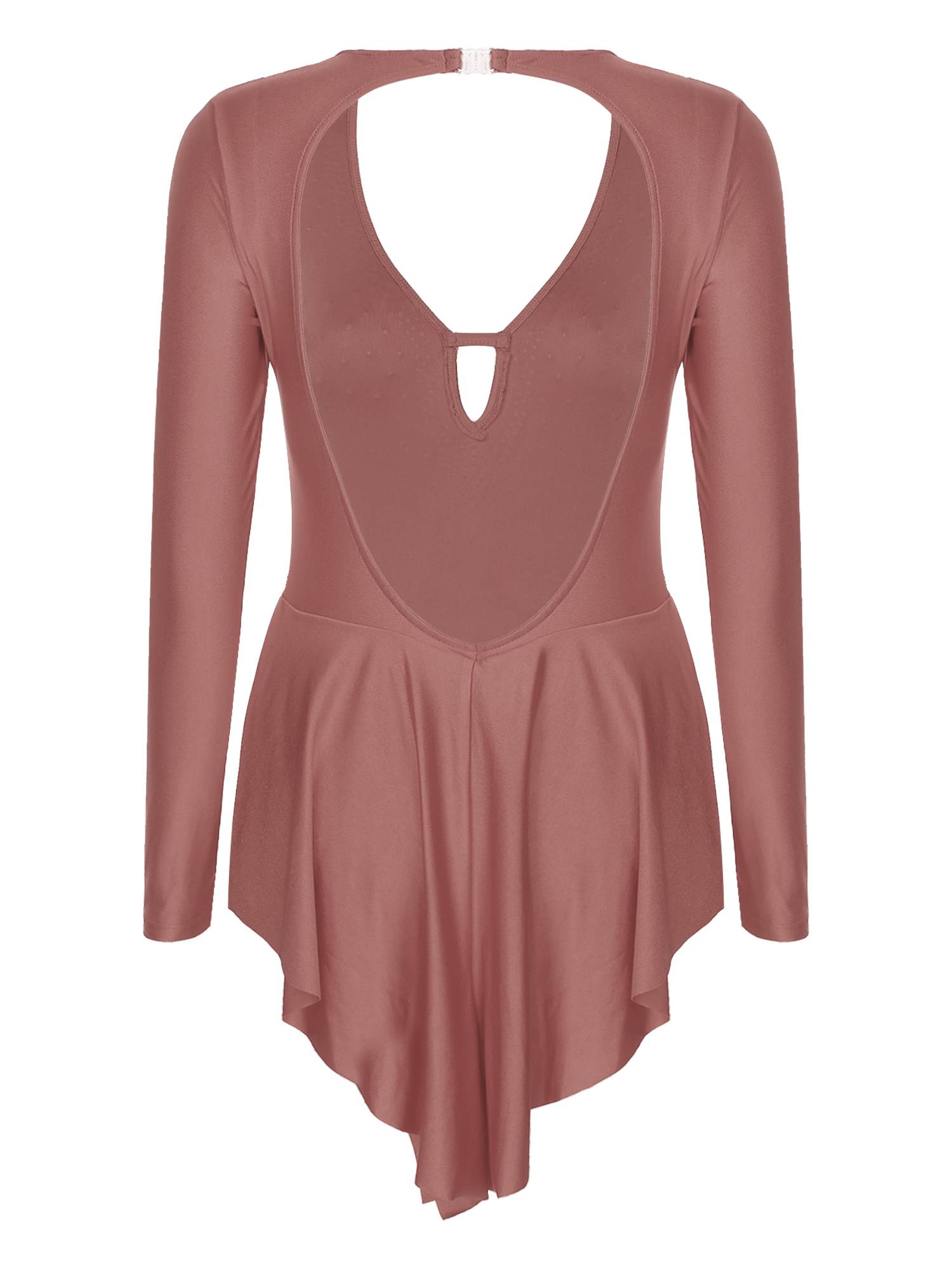 Women V-Neck Long Sleeve Backless Tassels Latin Dance Leotard