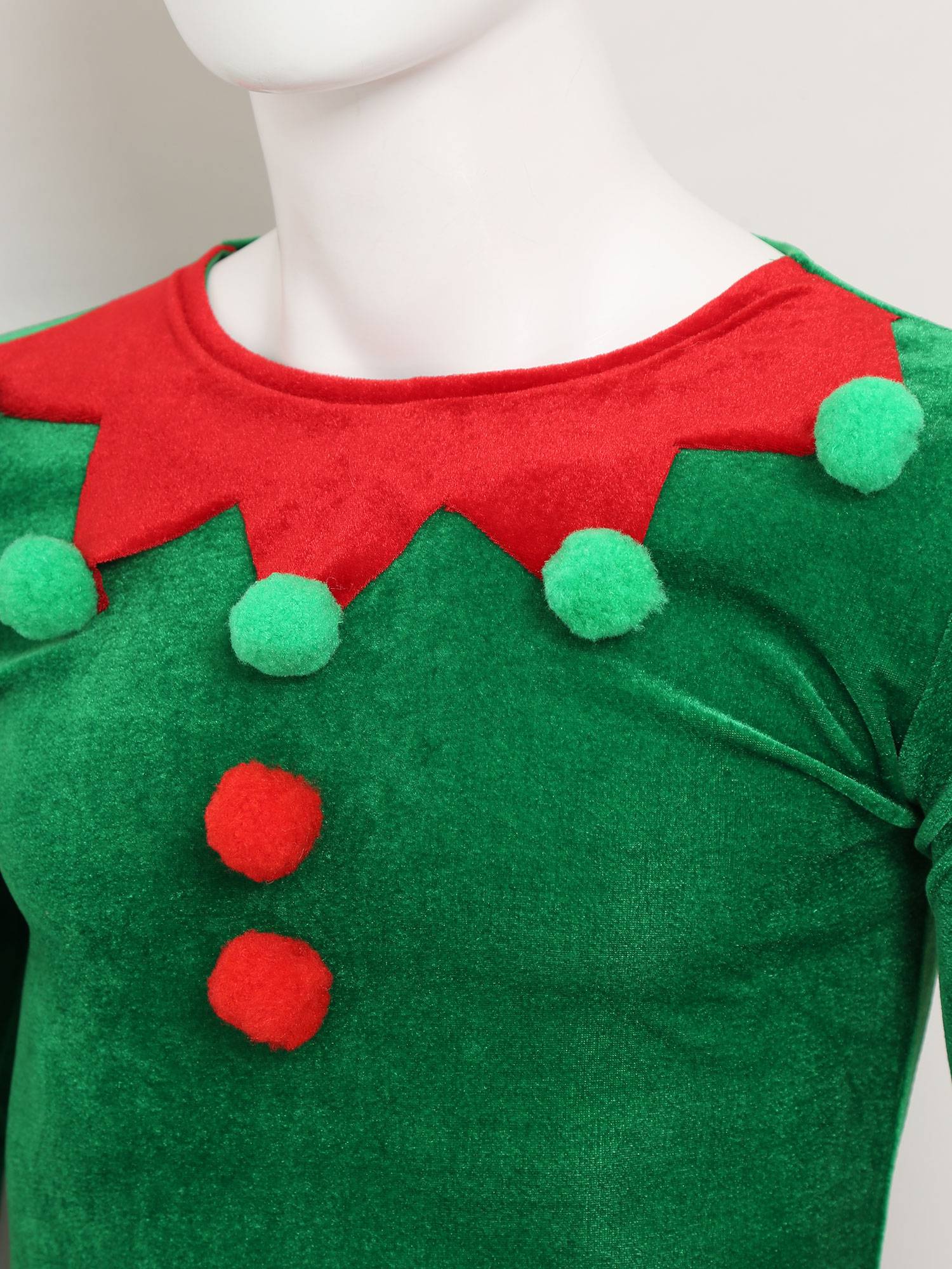 Men 7pcs Long Sleeve Top and Pants with Shoes Stockings Christmas Elf Costume