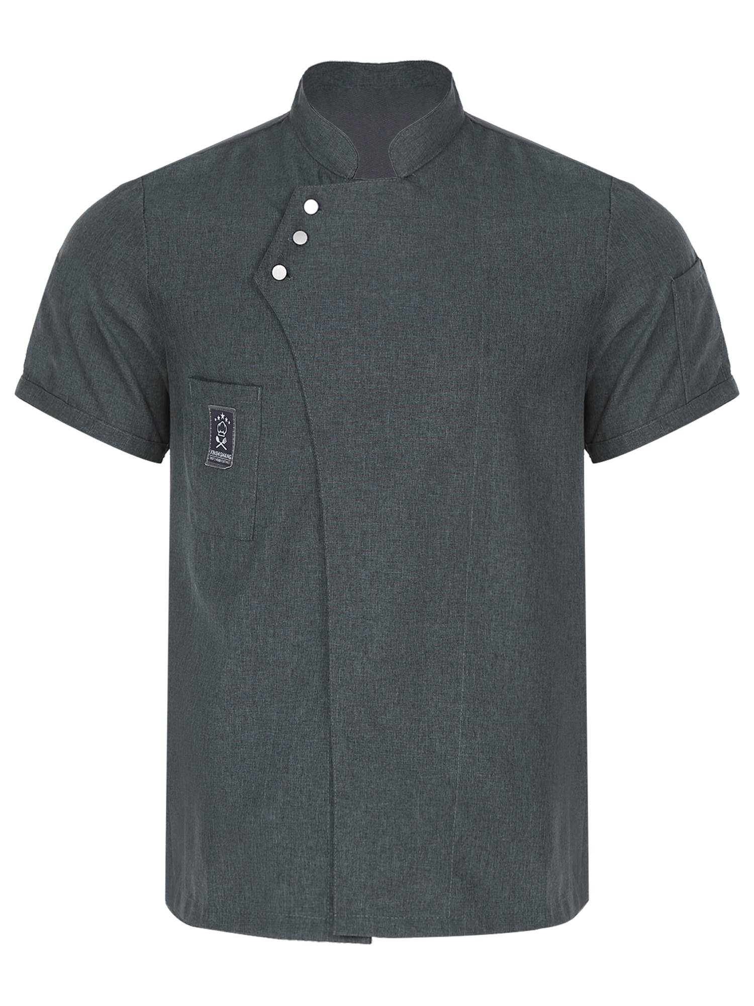 Adults Stand Collar Short Sleeve Chef Shirt Kitchen Uniform
