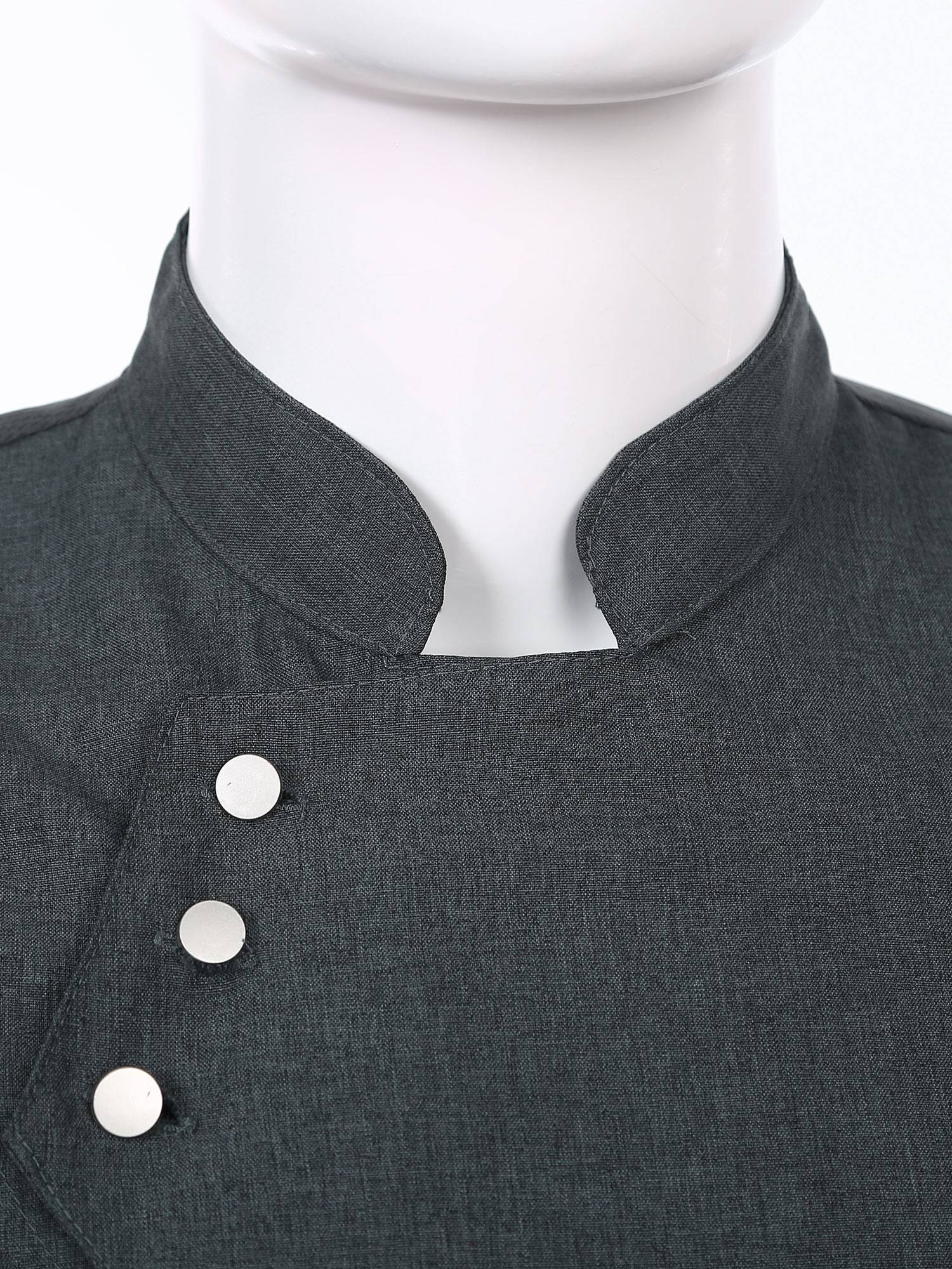 Adults Stand Collar Short Sleeve Chef Shirt Kitchen Uniform