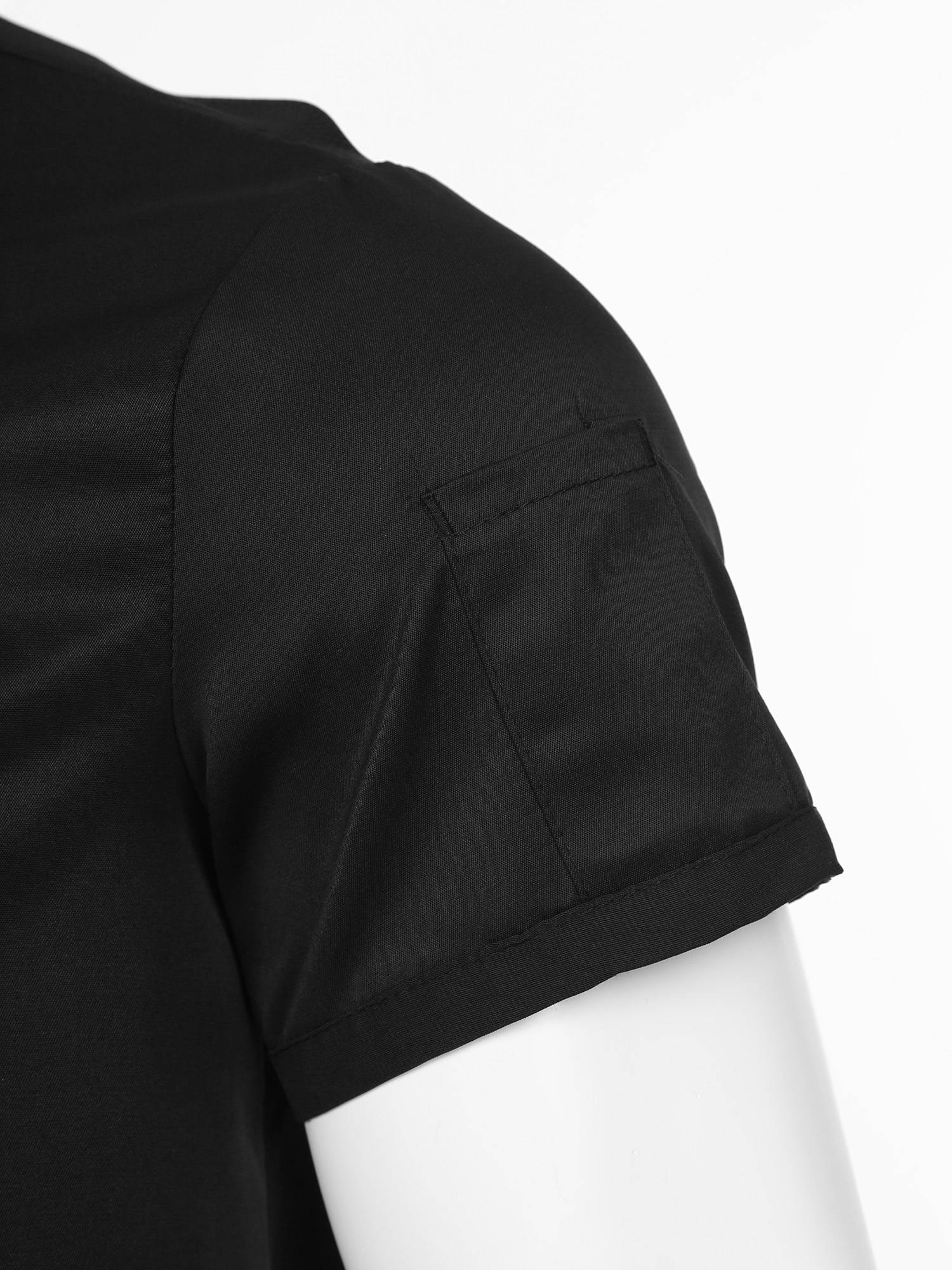 Adults Stand Collar Short Sleeve Chef Shirt Kitchen Uniform