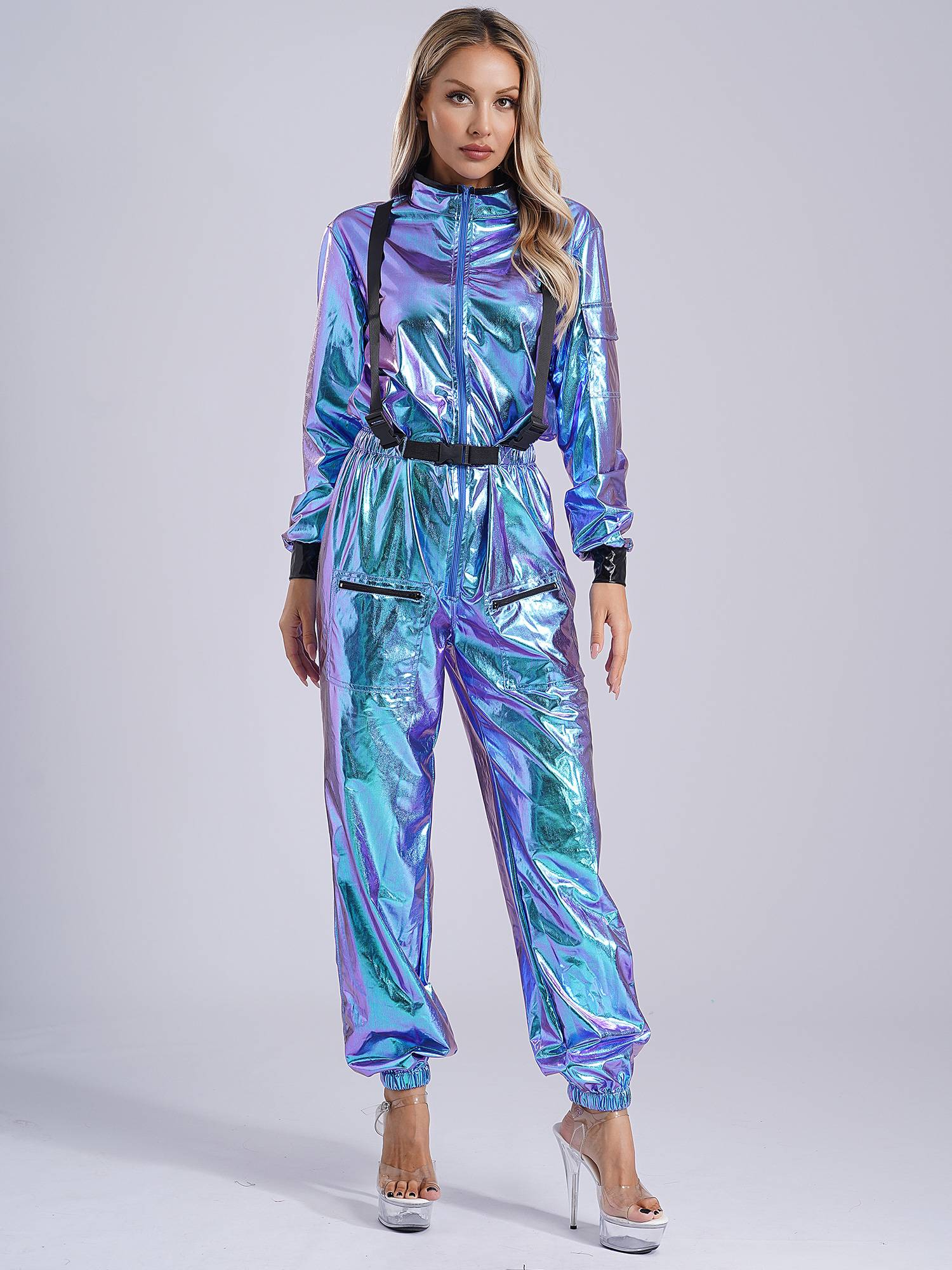 Women Astronaut Role Play Outfit Long Sleeve Jumpsuits