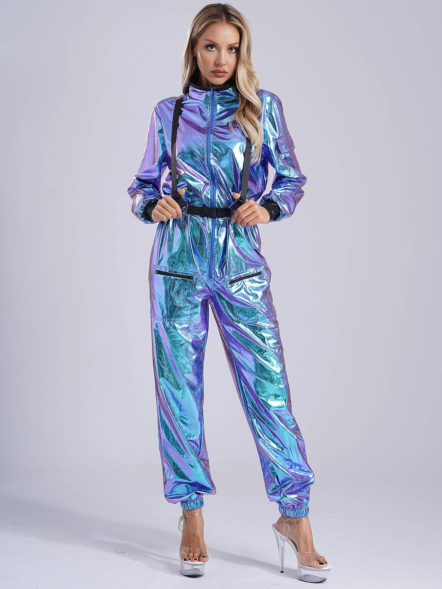 Women Astronaut Role Play Outfit Long Sleeve Jumpsuits