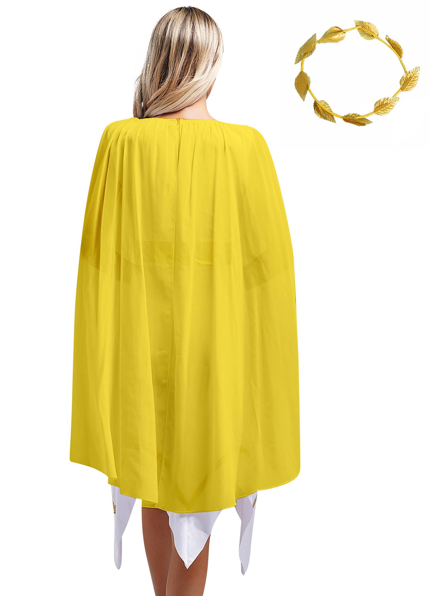 Women Ancient Greek Toga Asymmetrical Tunic Dress with Headwear