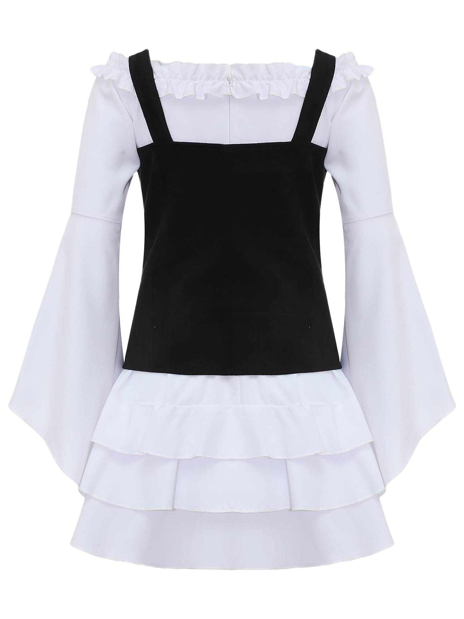 Girls 2pcs Long Sleeve Ruffle Dress and Suede Vest Halloween Pirate Costume Sets