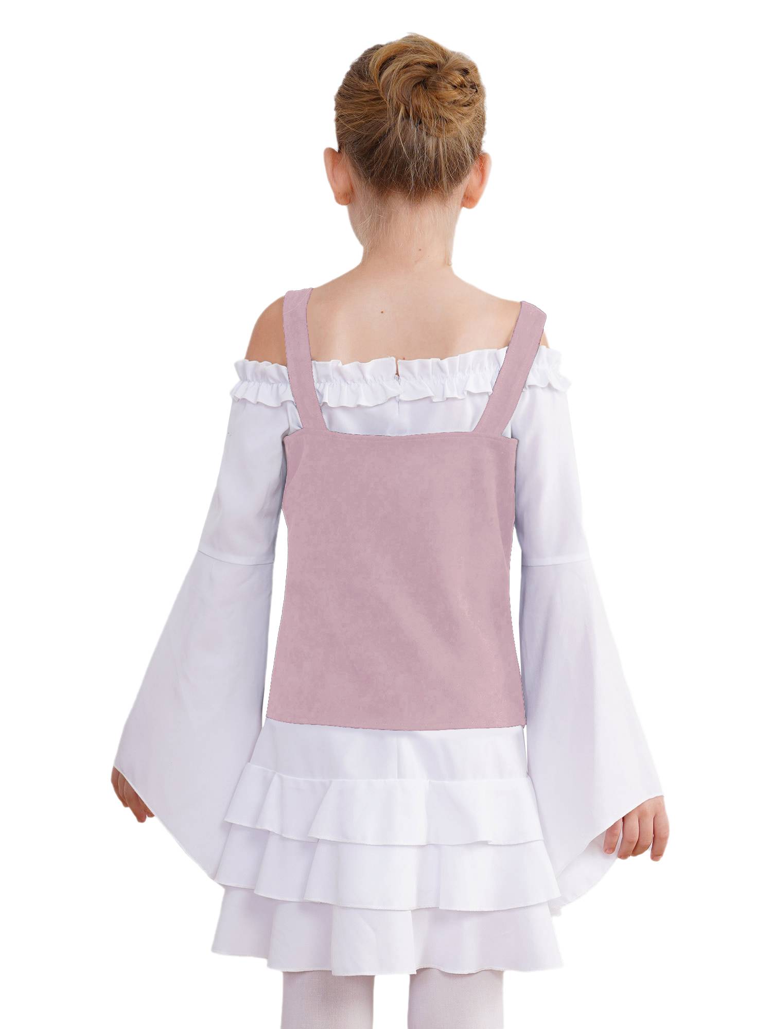 Girls 2pcs Long Sleeve Ruffle Dress and Suede Vest Halloween Pirate Costume Sets