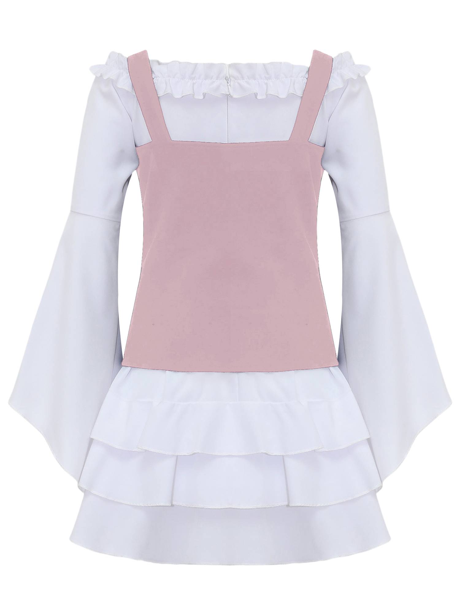 Girls 2pcs Long Sleeve Ruffle Dress and Suede Vest Halloween Pirate Costume Sets