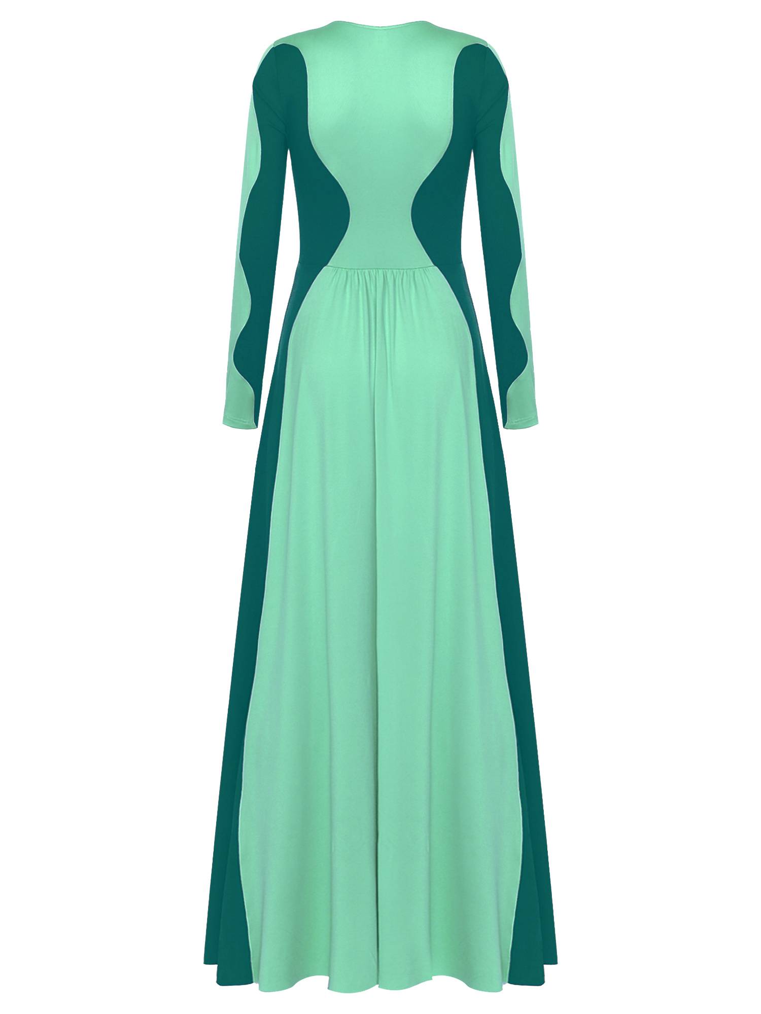 Women Long Sleeve Color Block Liturgical Worship Dance Dress