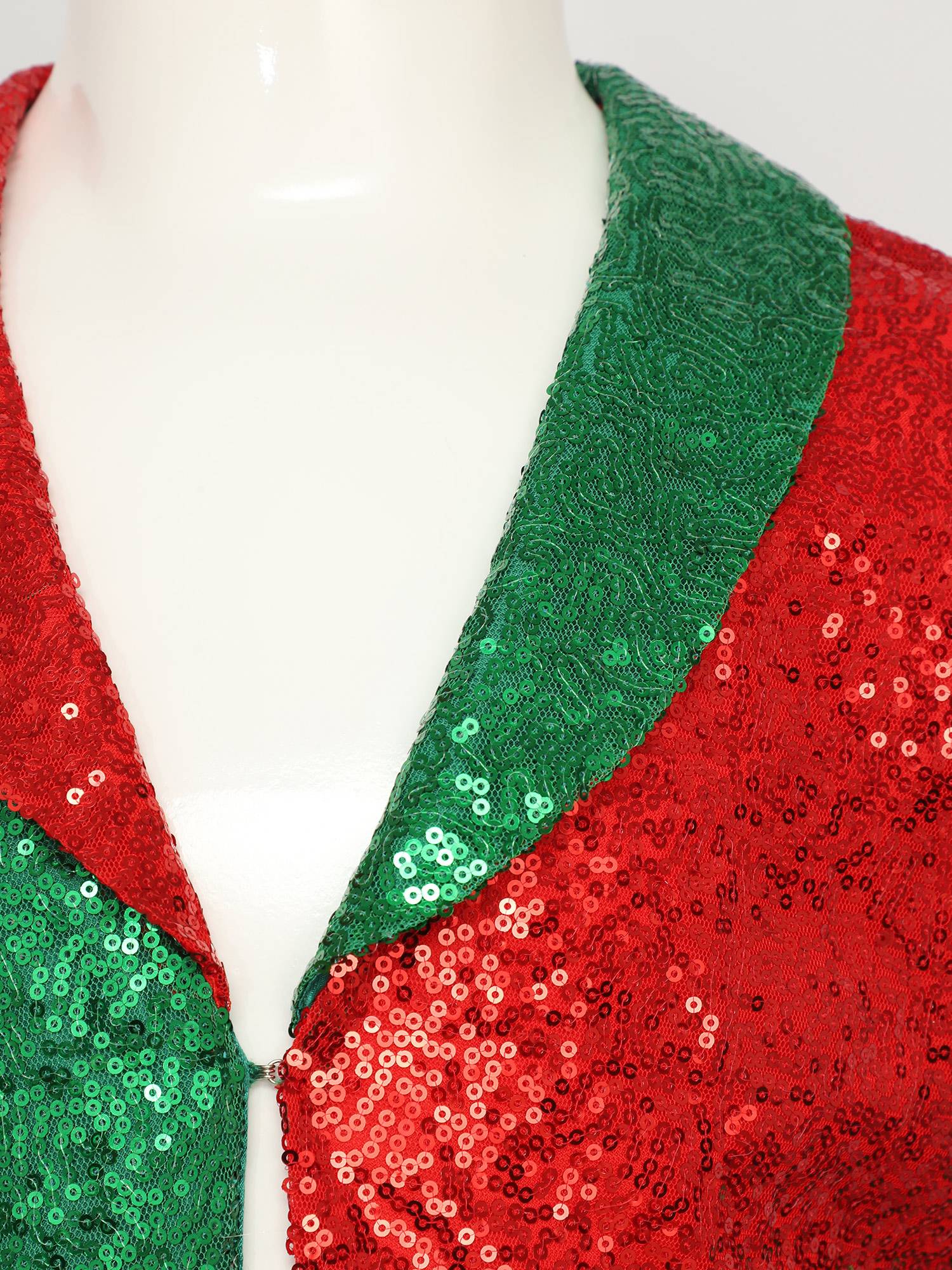 Kids Christmas Sequins Lapel Collar Long Sleeve Party Jacket
