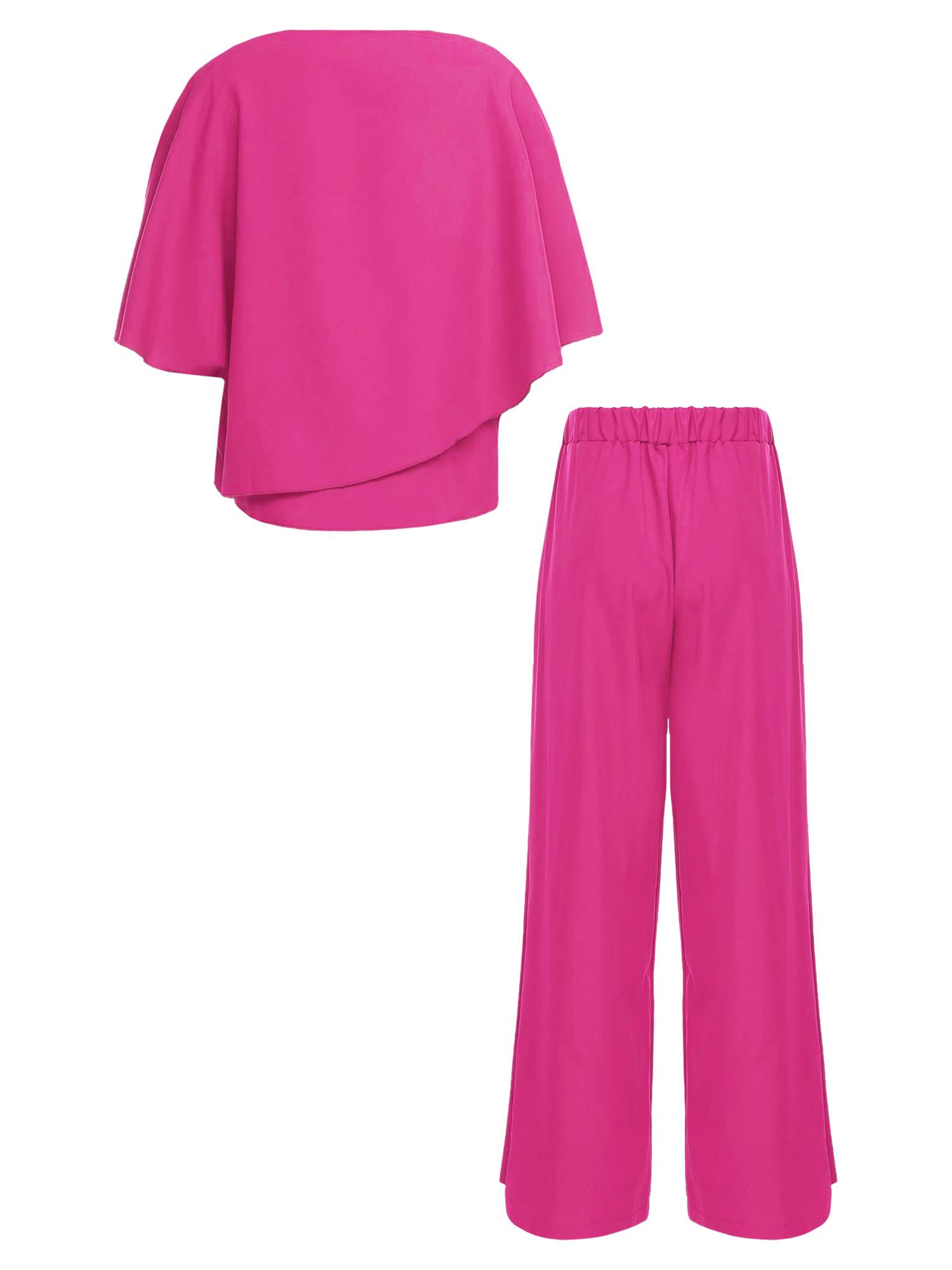 Women 2pcs Half Sleeve V-neck Tops and Pants Set for Party