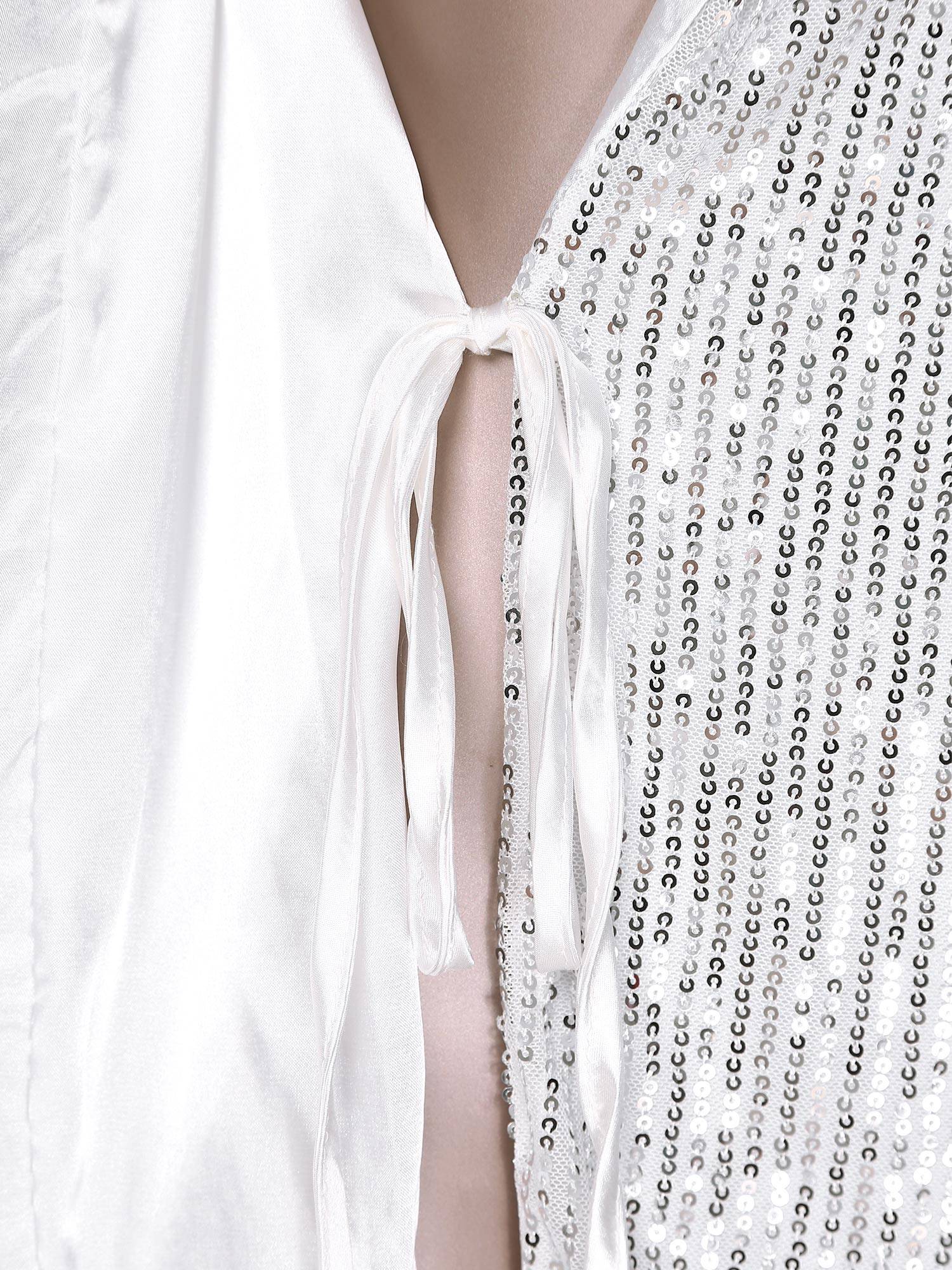 Women Long Sleeve V-neck Sequin Cocktail Dress