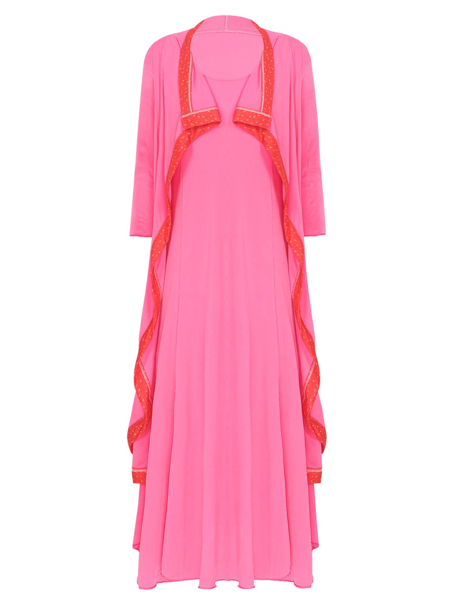 Women 2-in-1 Retro Long Sleeve Ruffled Neckline Loose Dress for Wedding Guest