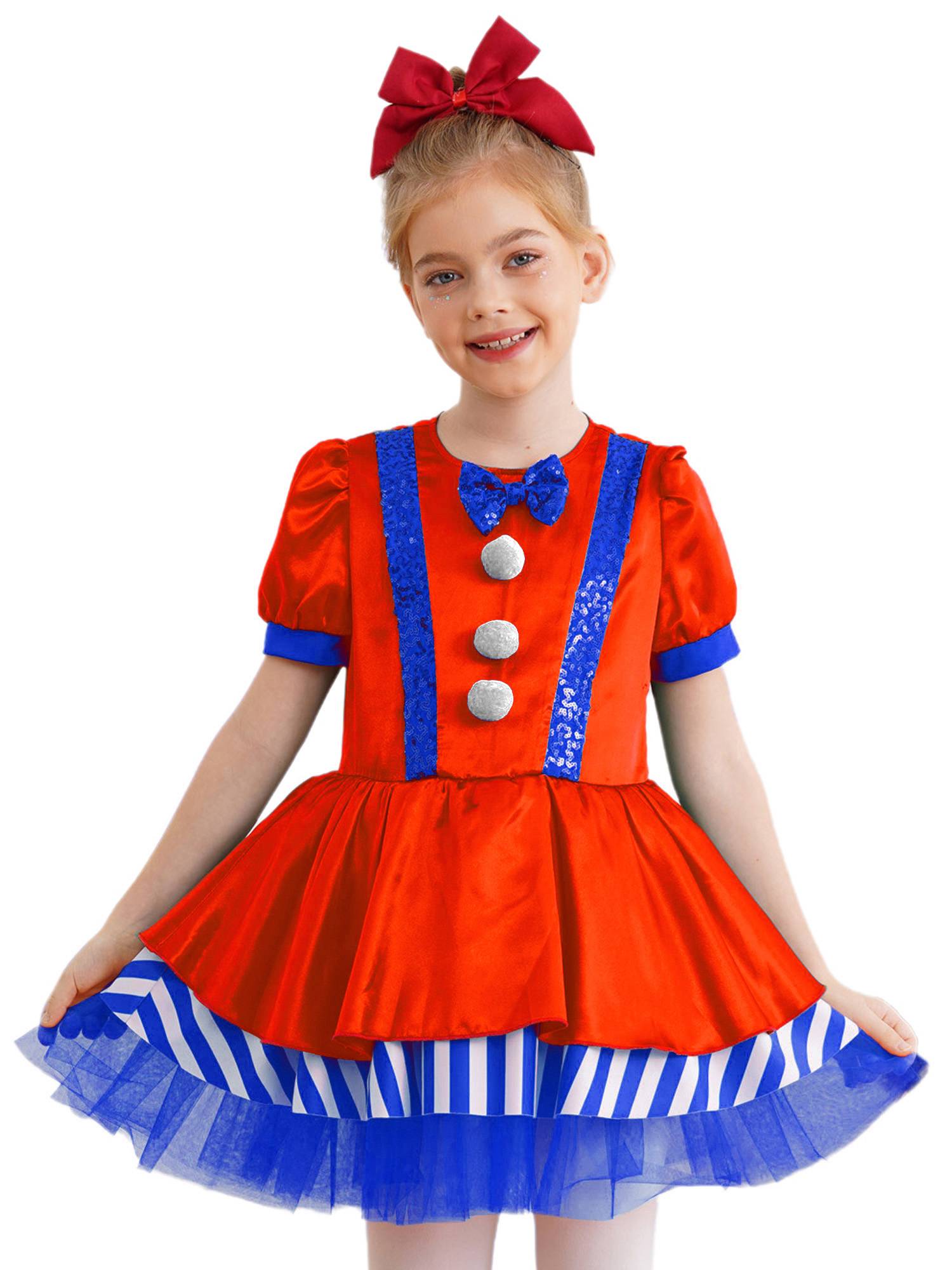 Kids Girls Christmas Short Sleeve Sequins Striped Tutu Dress Candy Cane Costume