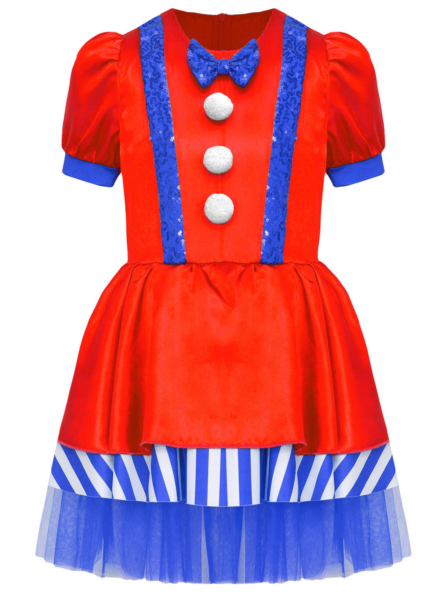 Kids Girls Christmas Short Sleeve Sequins Striped Tutu Dress Candy Cane Costume