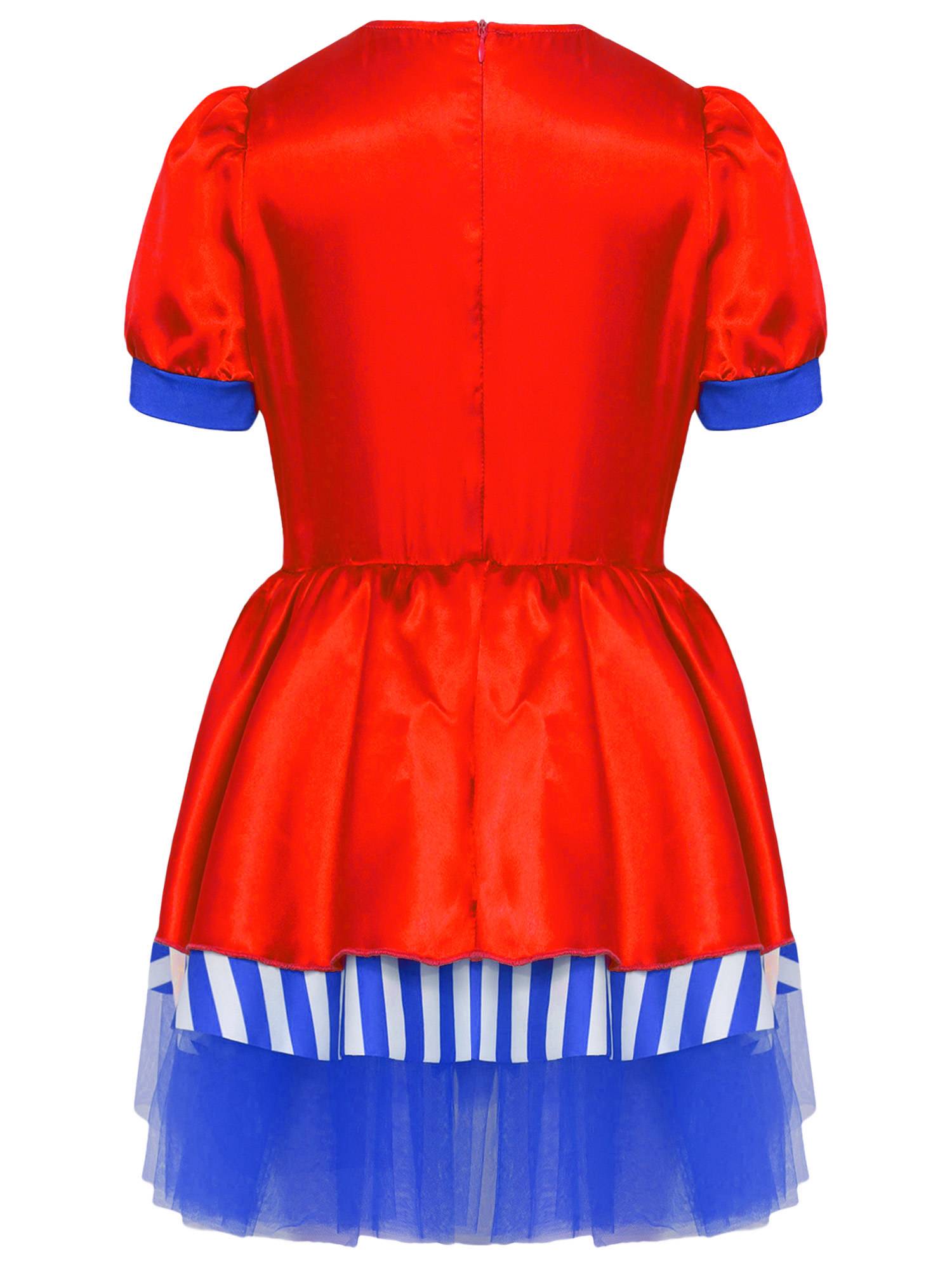 Kids Girls Christmas Short Sleeve Sequins Striped Tutu Dress Candy Cane Costume