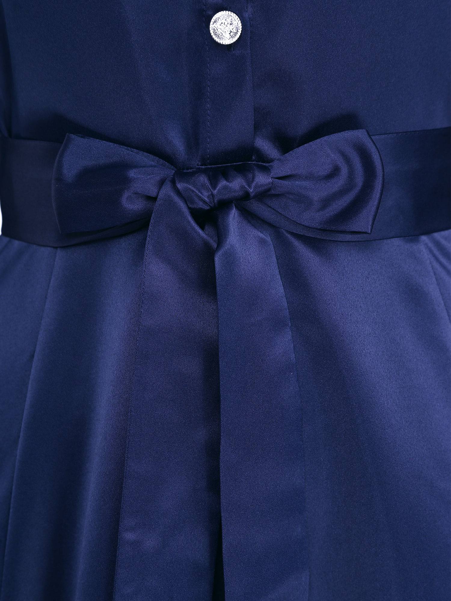 Women Long Sleeve Front Button Satin Maxi Dress with Belt for Evening Party