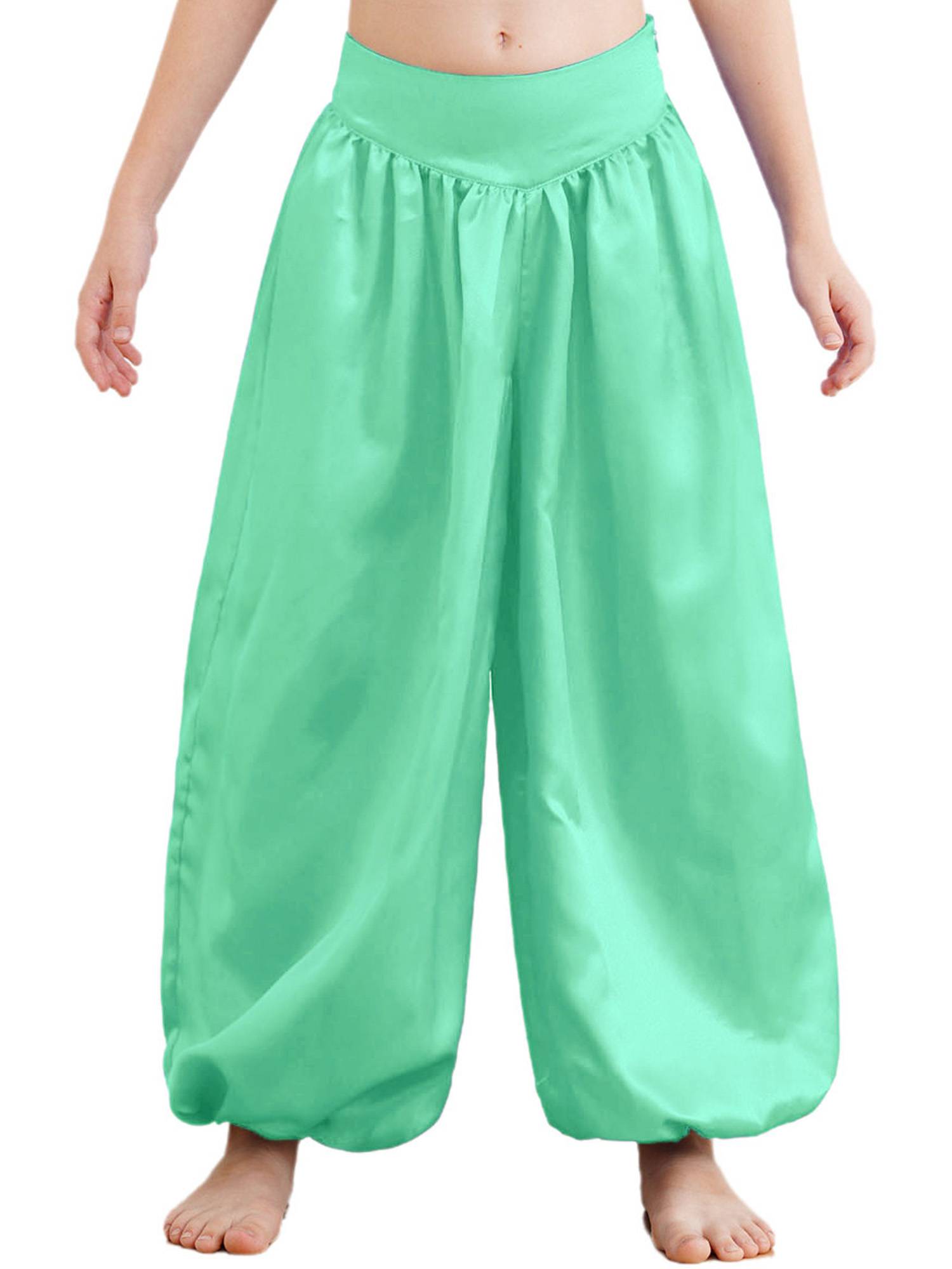 Kids Girls Solid Color Satin Bloomers Belly Dance Pants