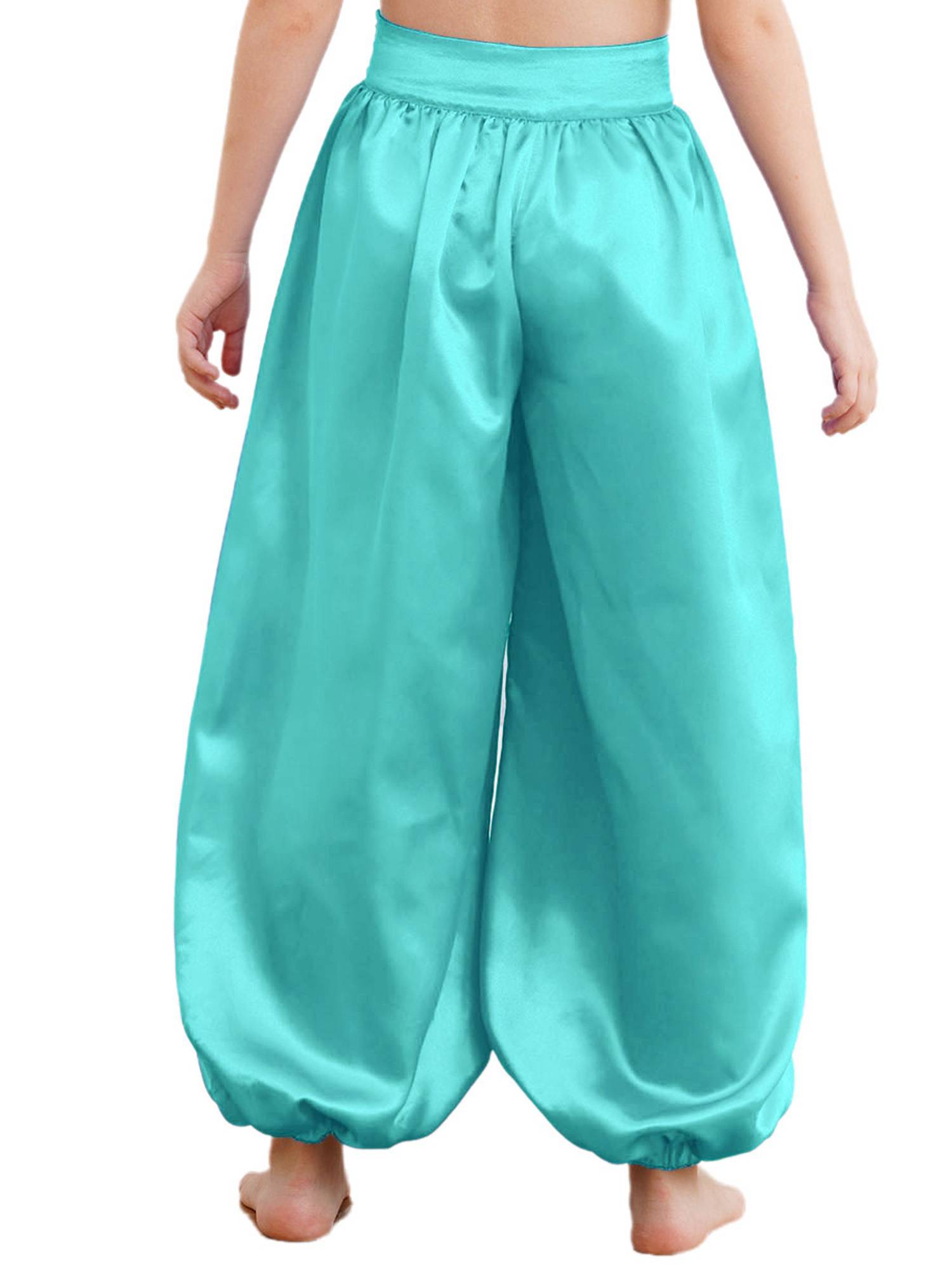 Kids Girls Solid Color Satin Bloomers Belly Dance Pants