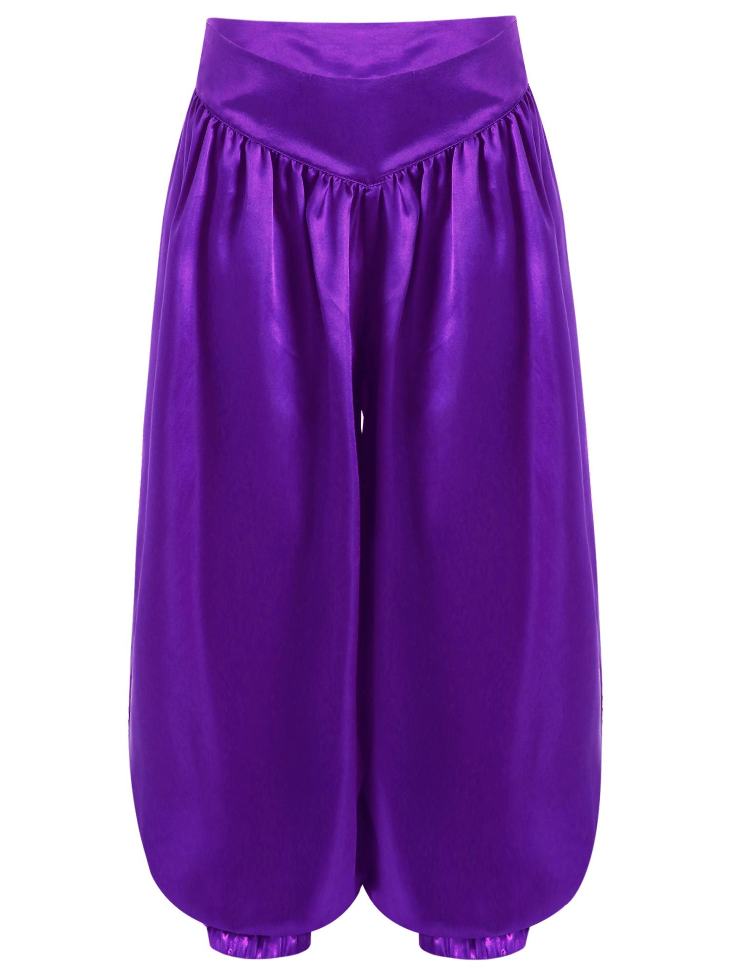 Kids Girls Solid Color Satin Bloomers Belly Dance Pants