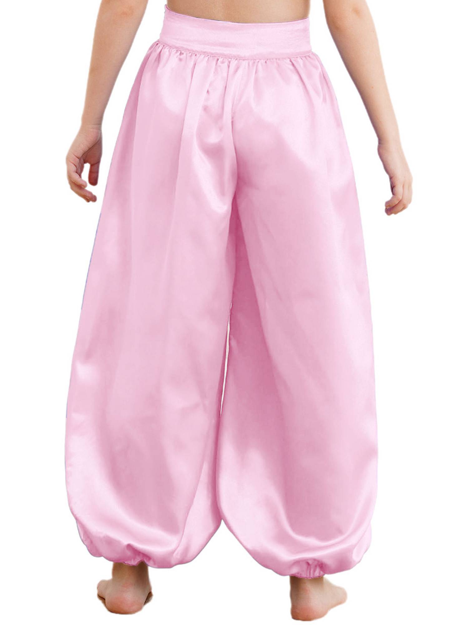 Kids Girls Solid Color Satin Bloomers Belly Dance Pants