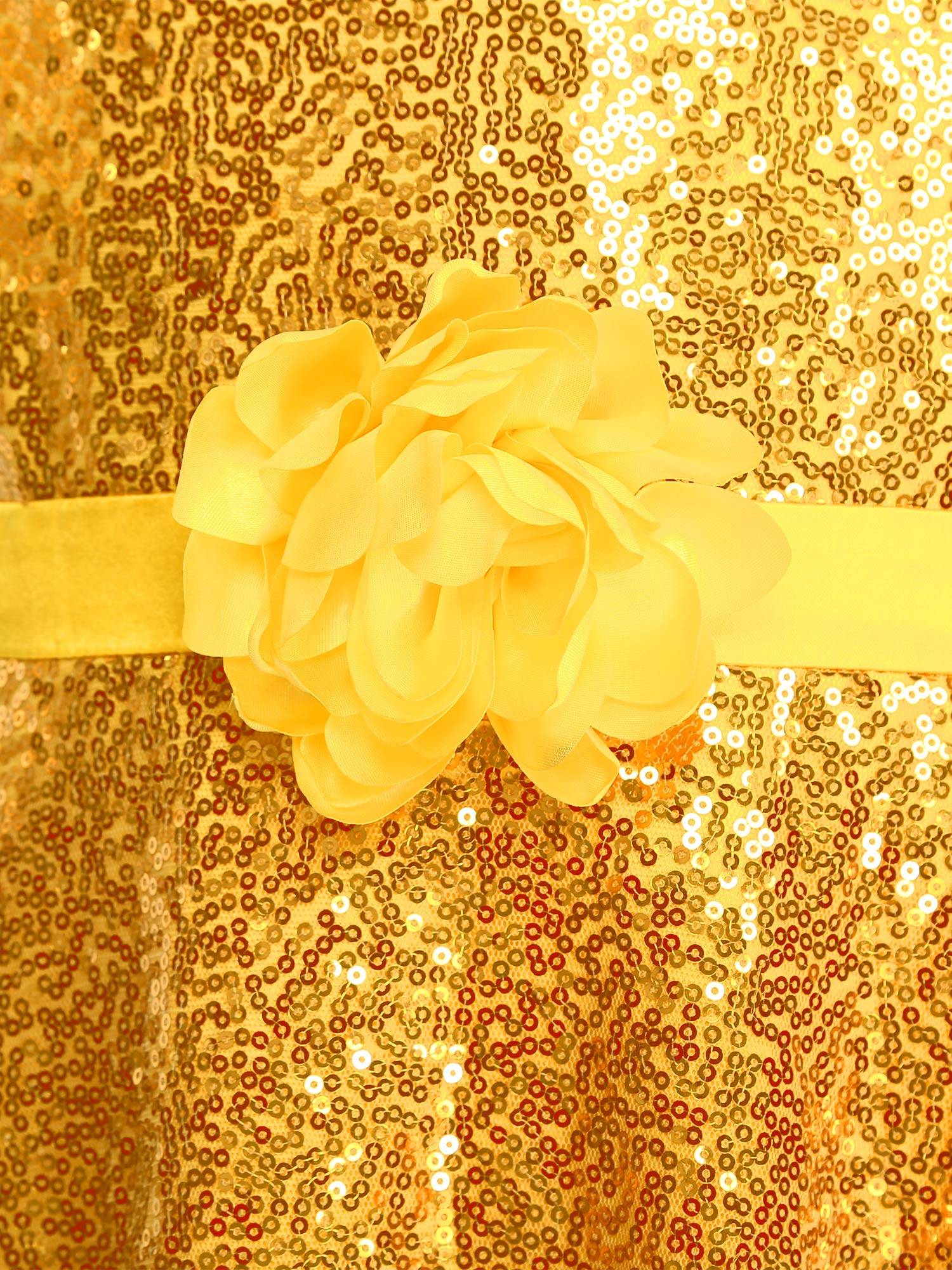 Kids Girls Short Sleeve Off the Shoulder Sequins A-line Junior Bridesmaid Dress