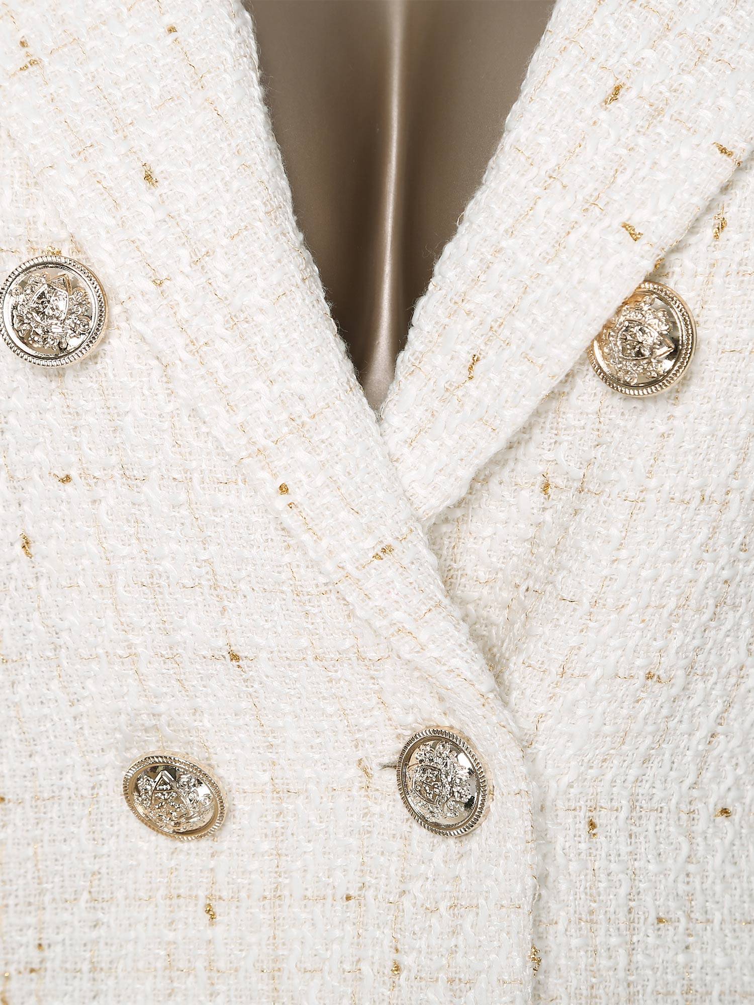 Women Long-sleeve Lapel Buttoned Tweed Blazer for Formal Occasions