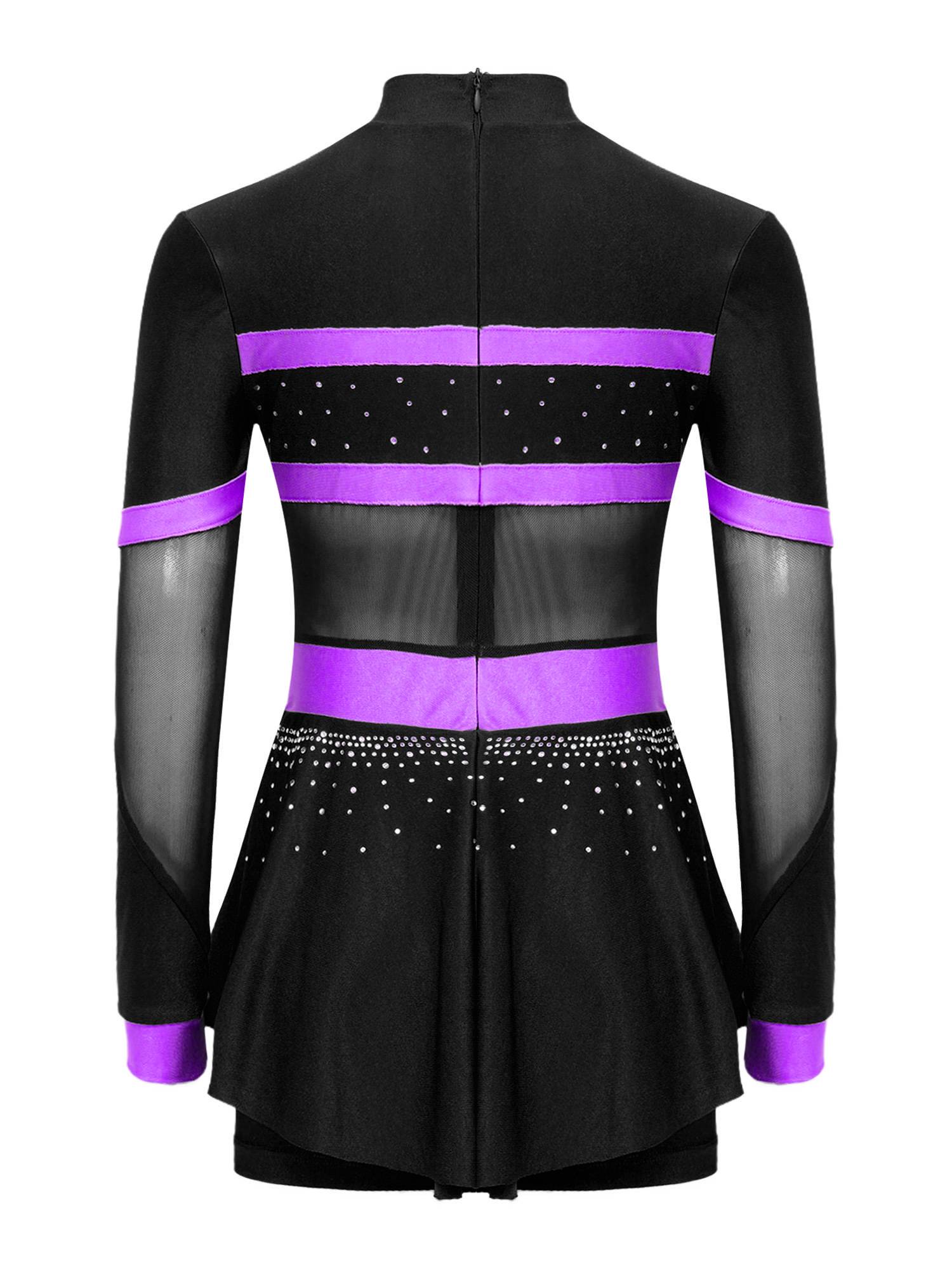 Kids Girls Long Sleeve Dance Leotard with Hand Flower and Striped Socks