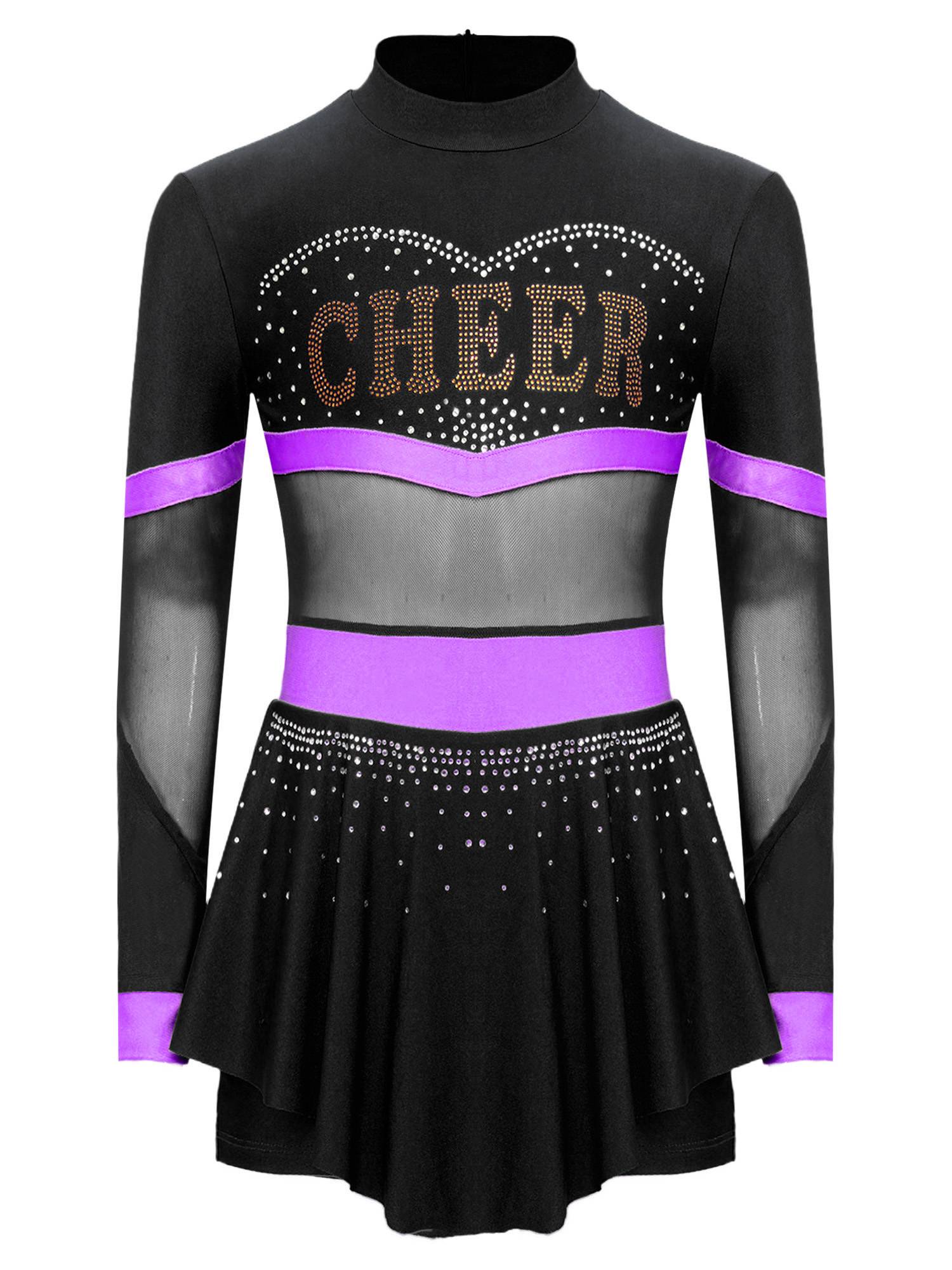 Kids Girls Long Sleeve Dance Leotard with Hand Flower and Striped Socks