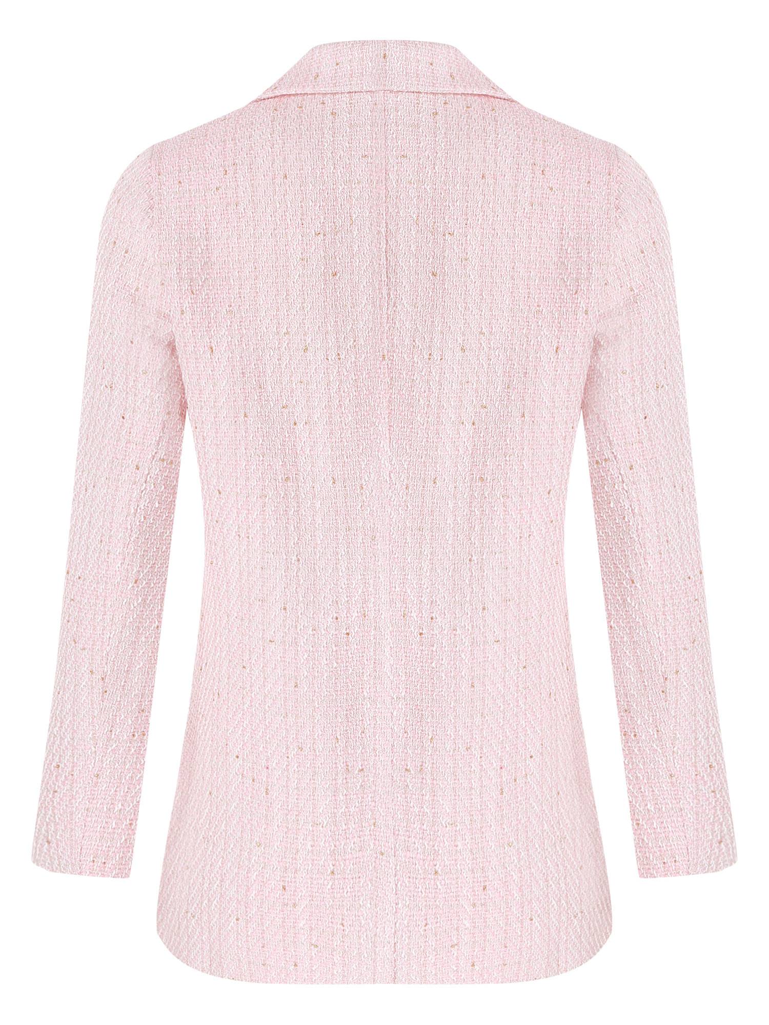 Women Long-sleeve Lapel Buttoned Tweed Blazer for Formal Occasions