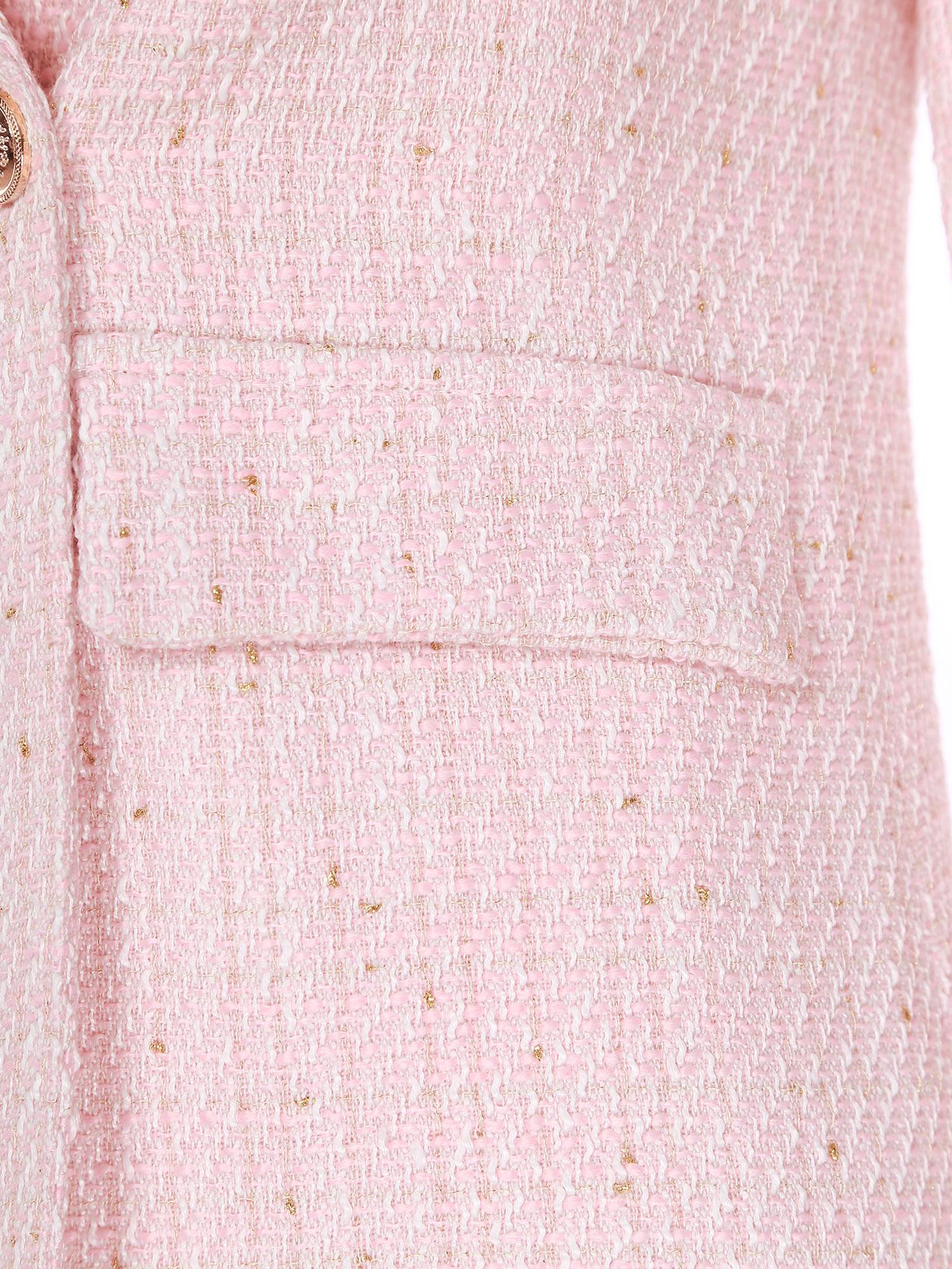 Women Long-sleeve Lapel Buttoned Tweed Blazer for Formal Occasions