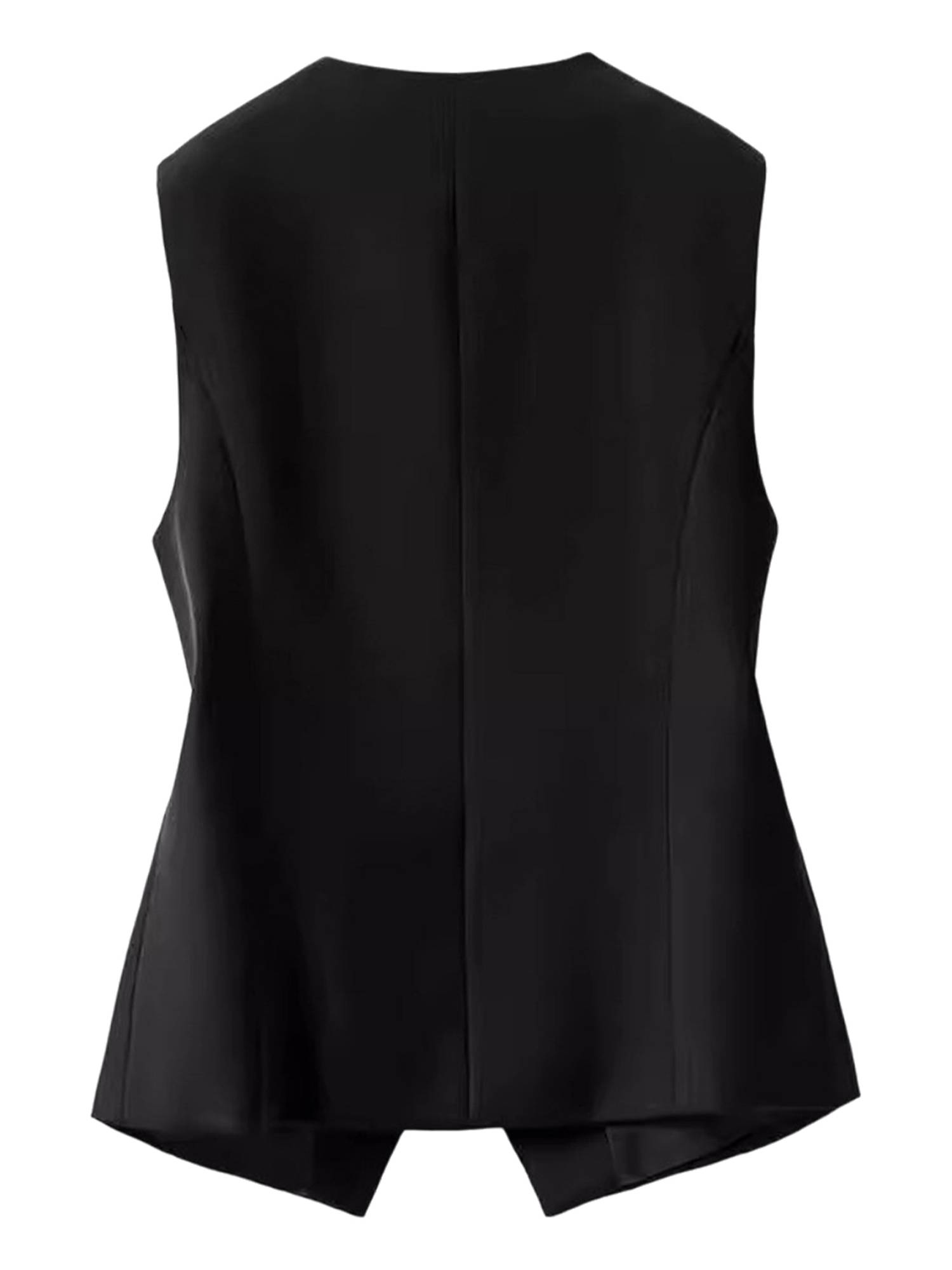 Women V-neck Sleeveless Button-down Solid Color Office Vest