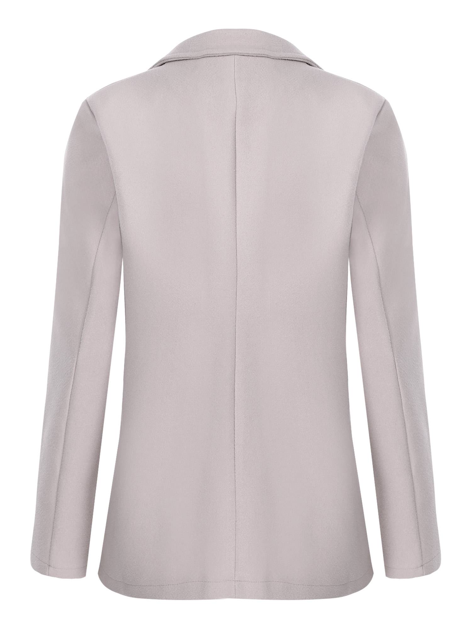 Women Solid Color Long Sleeve Lapel Woolen Button-up Blazer