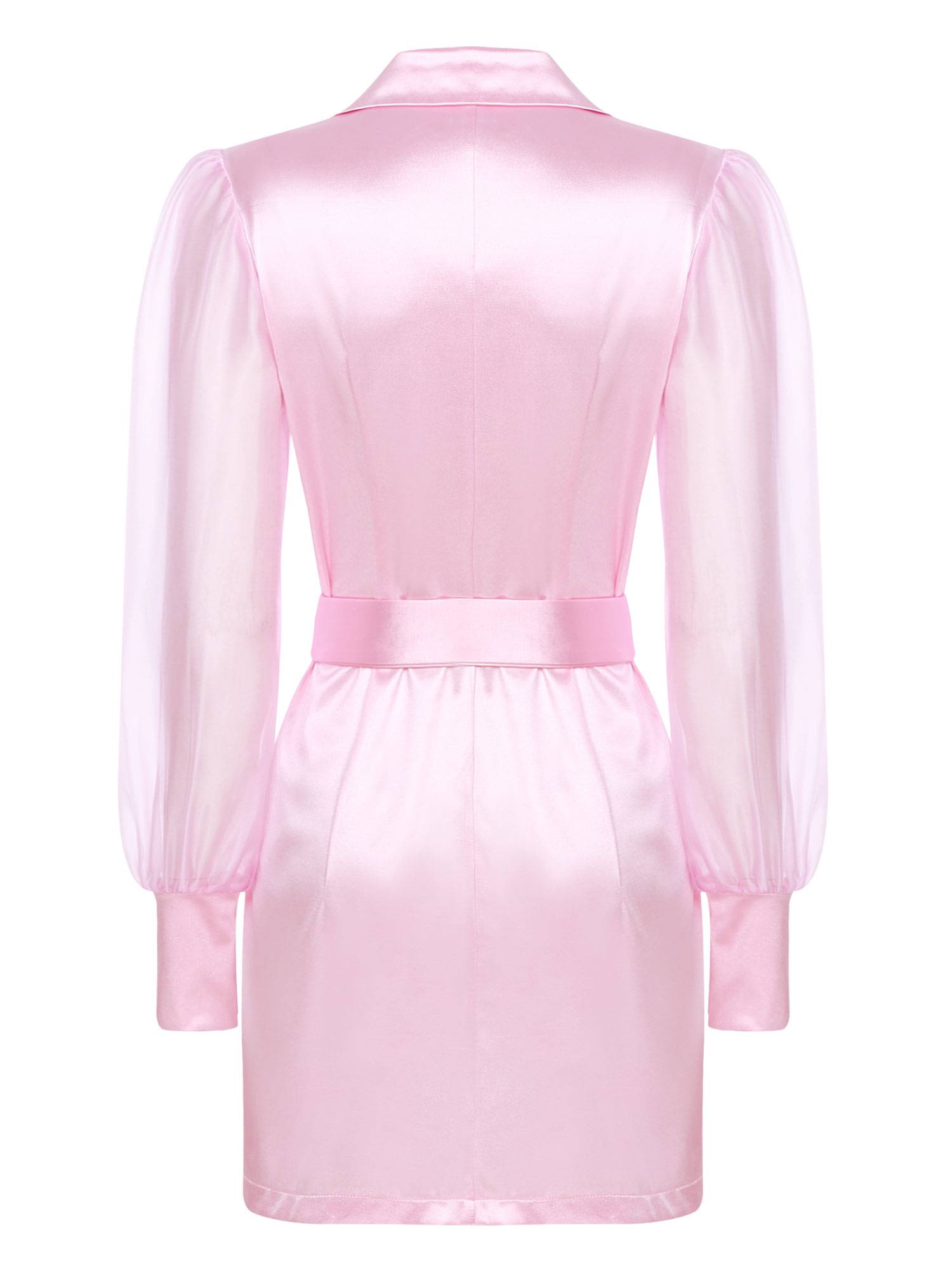 Women Long Sleeve Lapel V-neck Bodycon Suit Dress with Belt