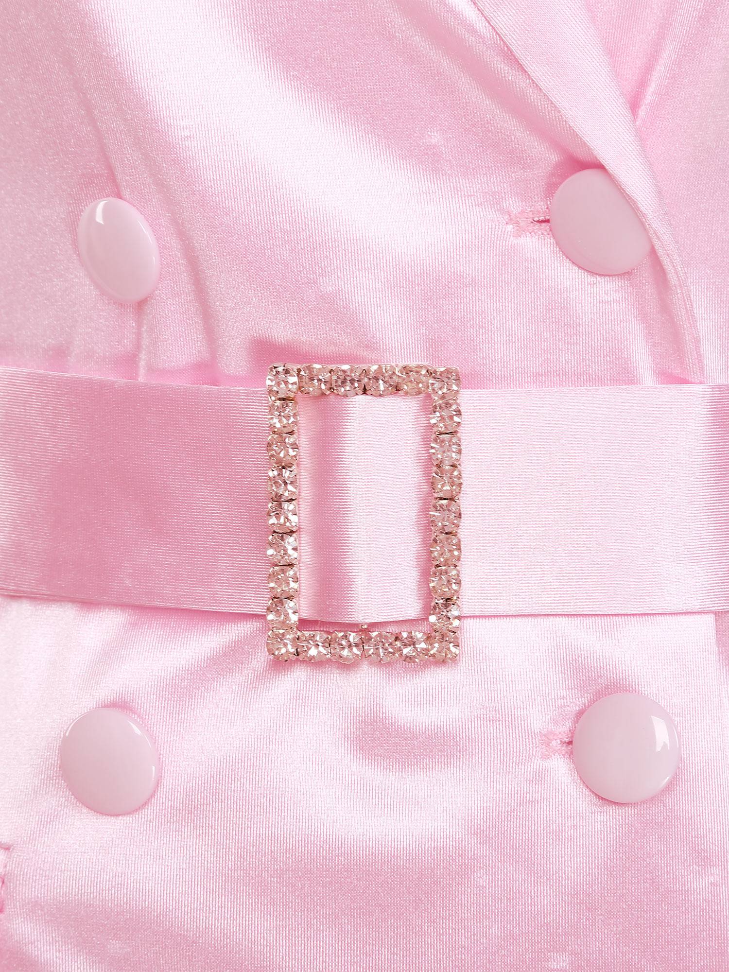 Women Long Sleeve Lapel V-neck Bodycon Suit Dress with Belt