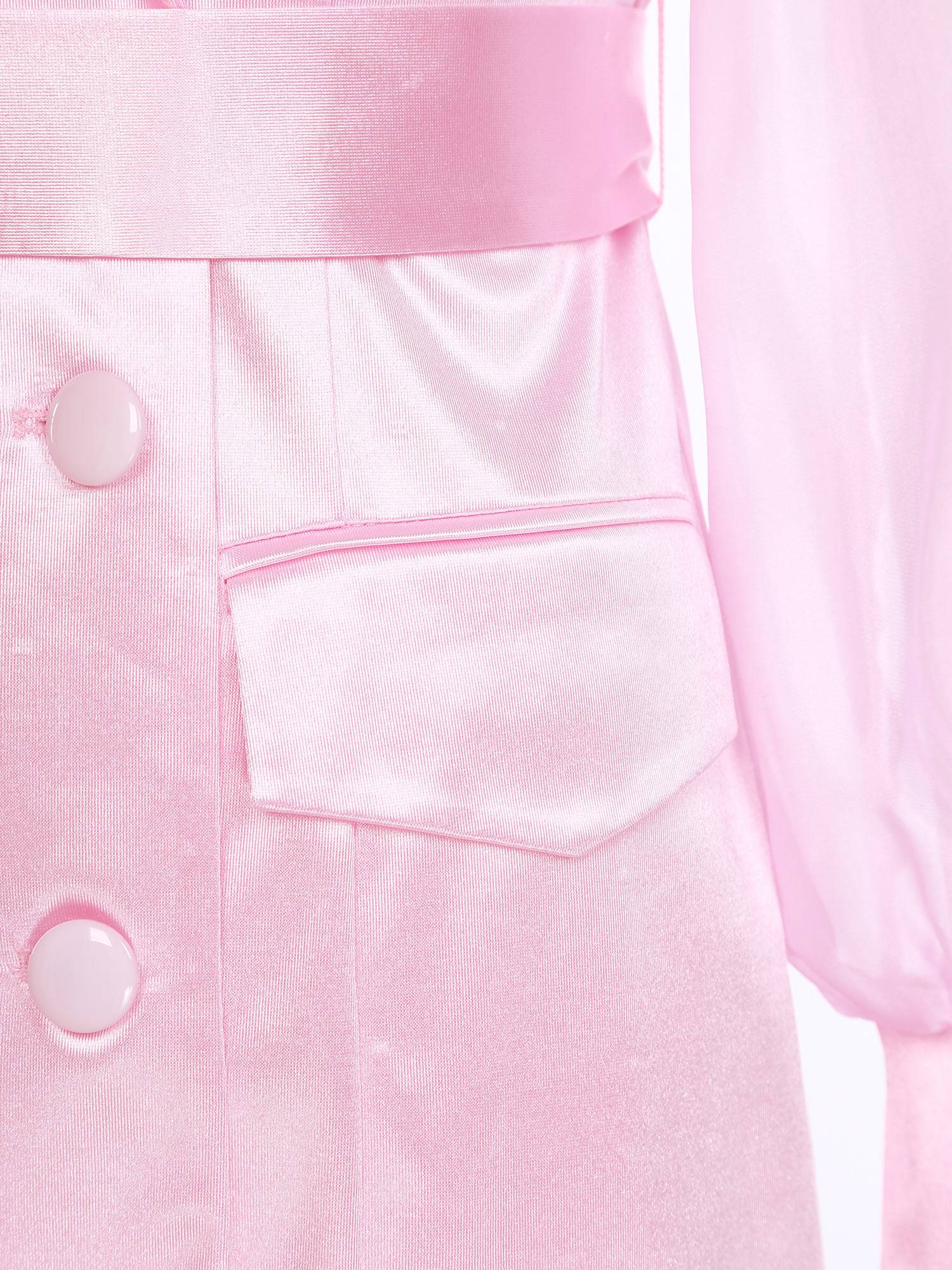 Women Long Sleeve Lapel V-neck Bodycon Suit Dress with Belt