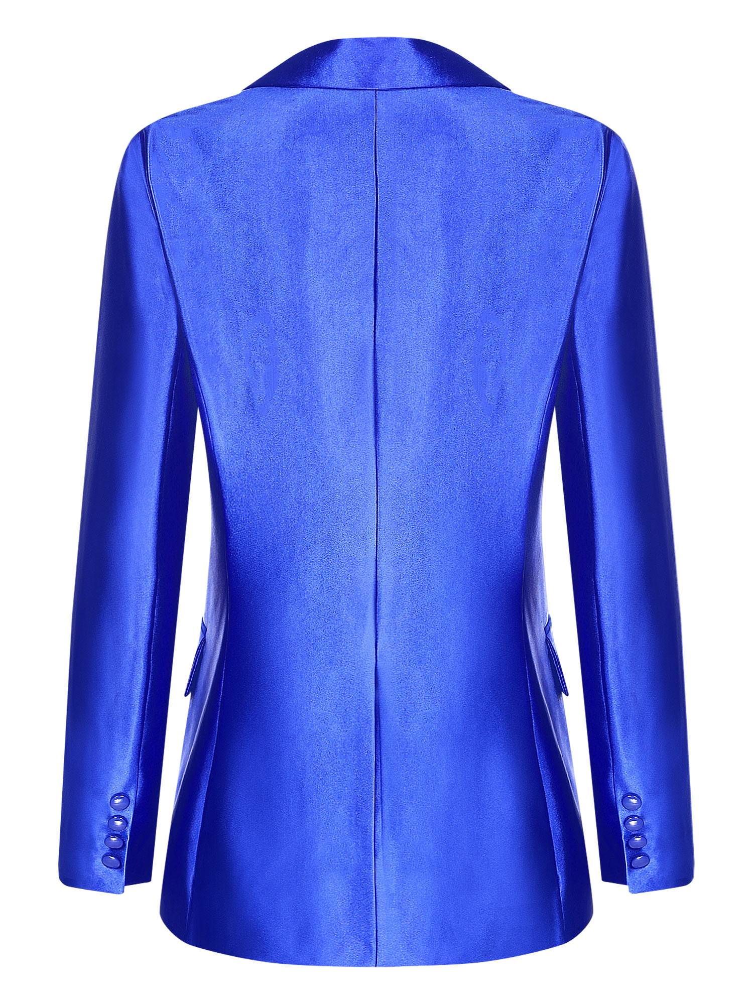 Women Glossy Long Sleeve Lapel Blazer for Formal Occasions