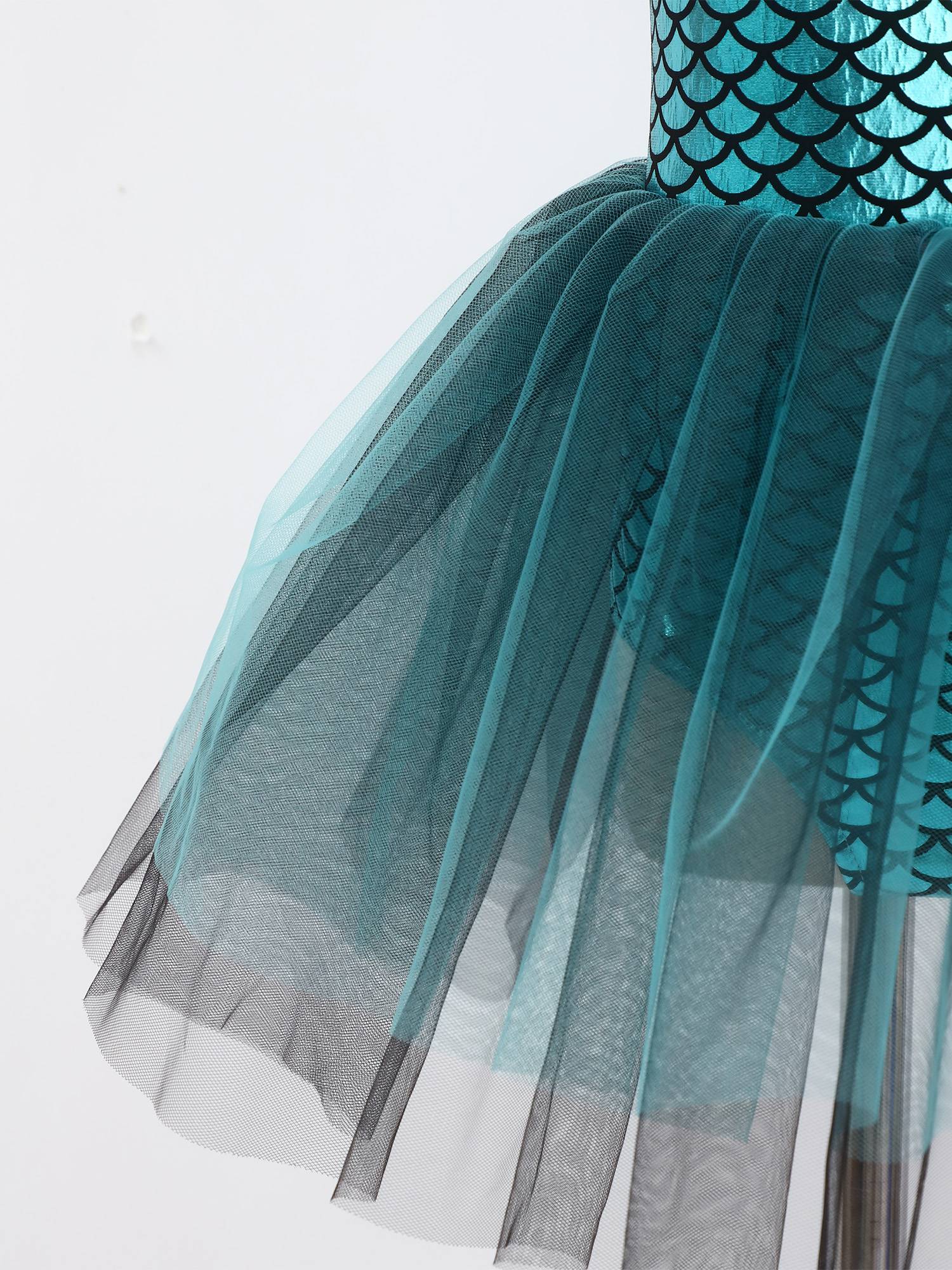 Girls Halloween Mermaid Ballet Costume One Shoulder Sleeveless Tutu Dress