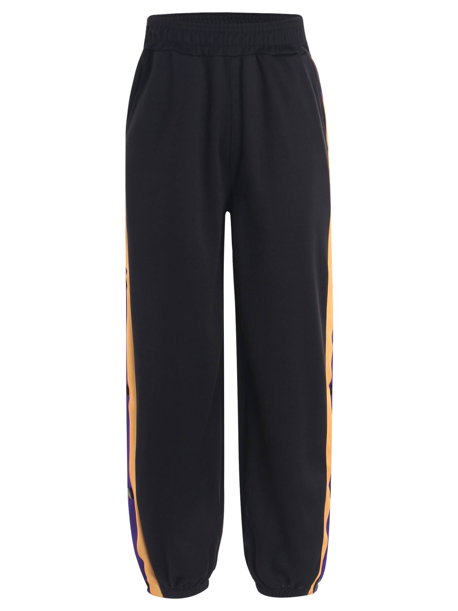 Kids Boys Side Slit Buttons Color Block Sweatpants for Sports