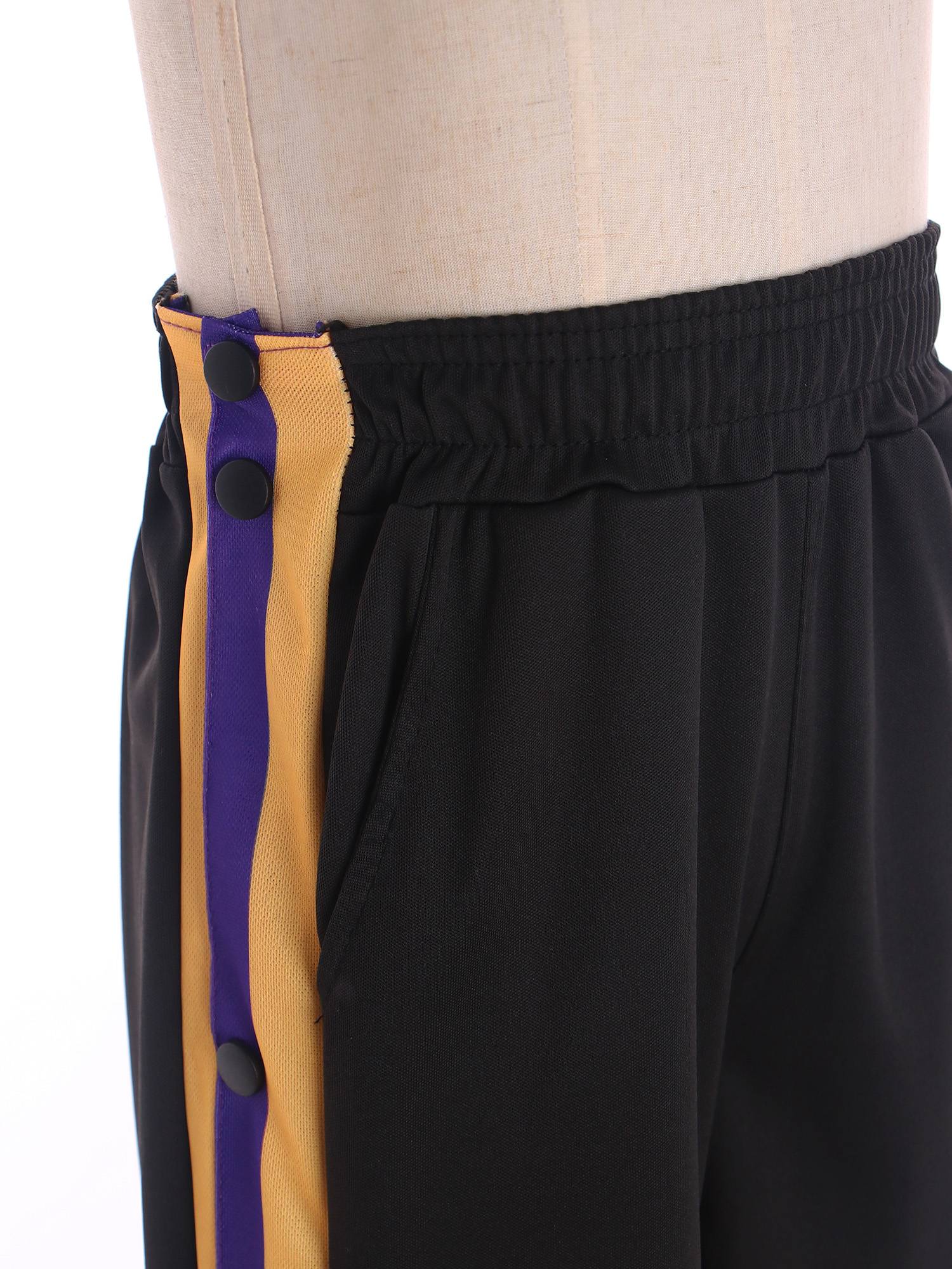 Kids Boys Side Slit Buttons Color Block Sweatpants for Sports