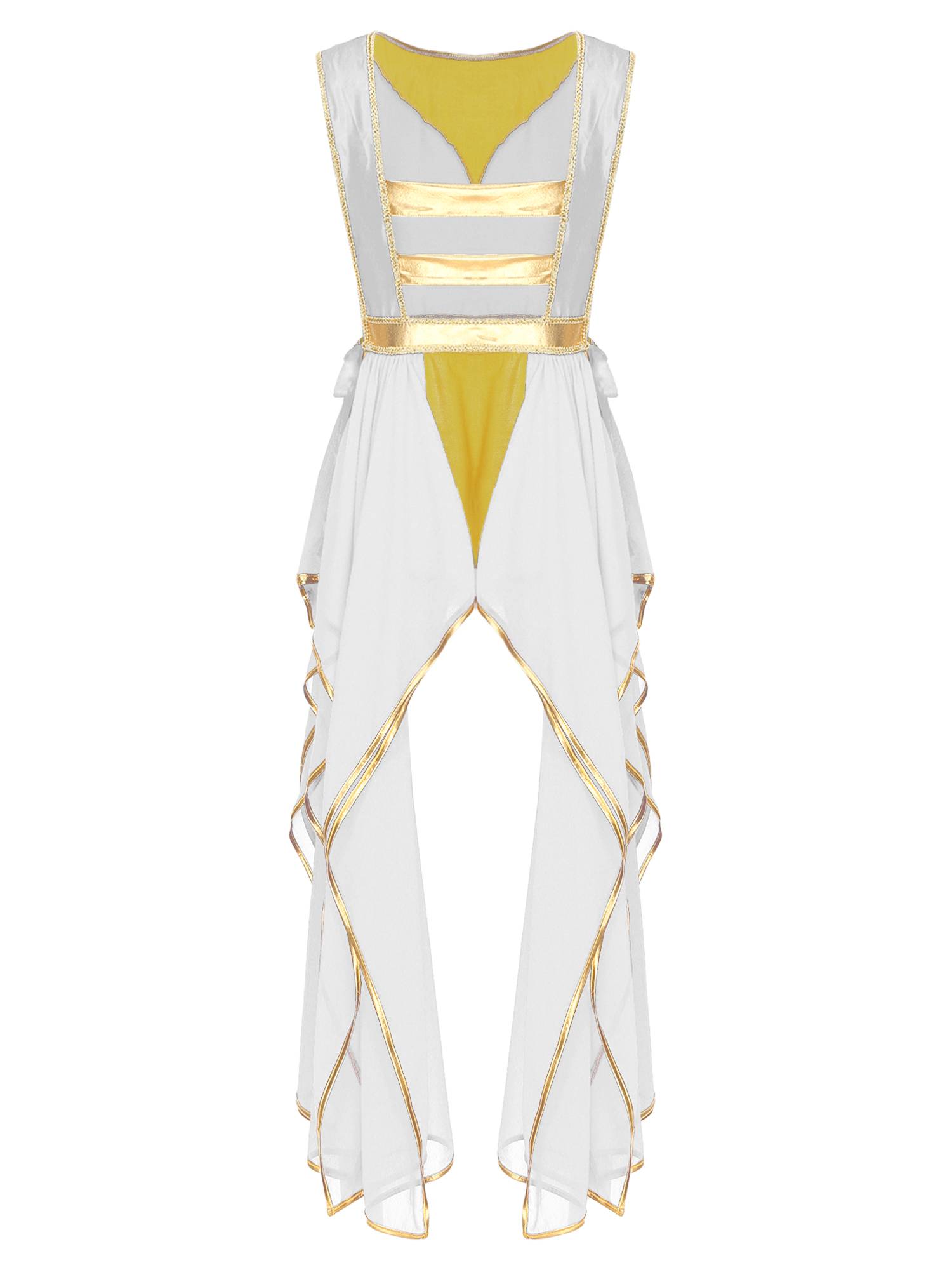 Women Metallic Sides Split Lace-up Tunic Asymmetrical Liturgical Dance Dress