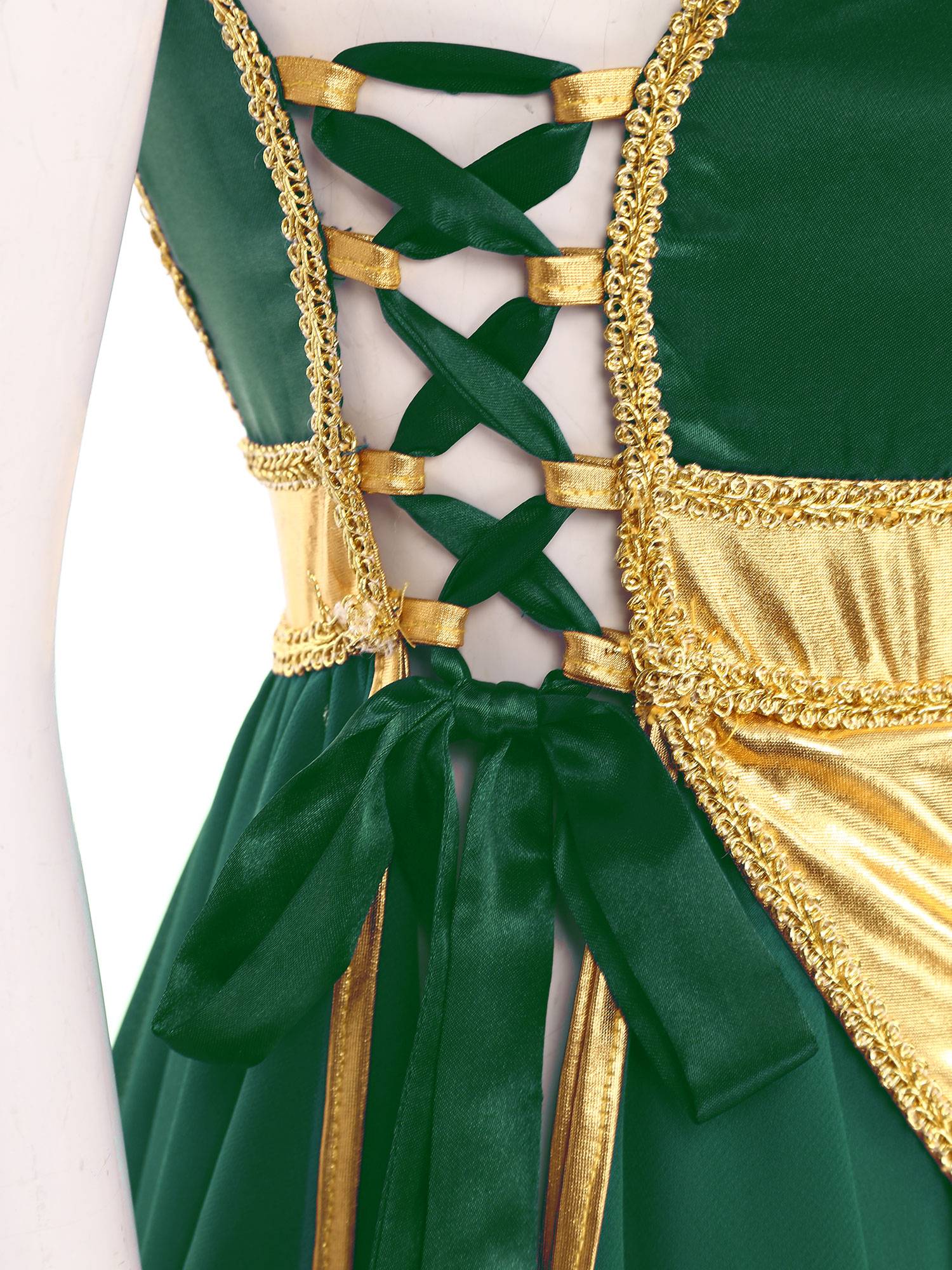 Women Metallic Sides Split Lace-up Tunic Asymmetrical Liturgical Dance Dress